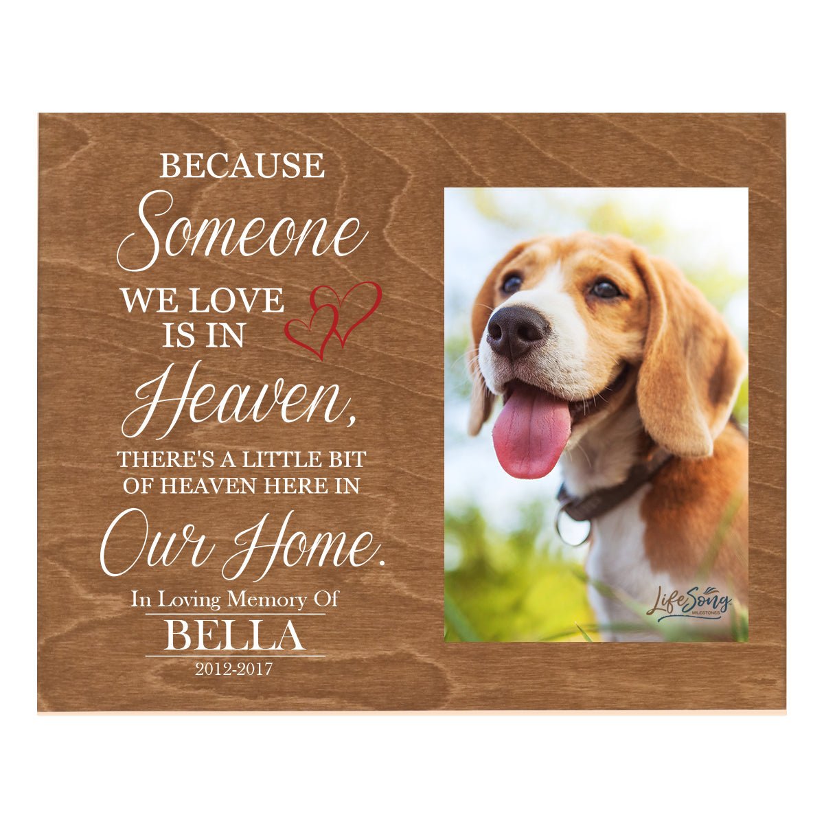 Pet Memorial Photo Wall Plaque Décor - Because Someone We Love Is In Heaven - LifeSong Milestones