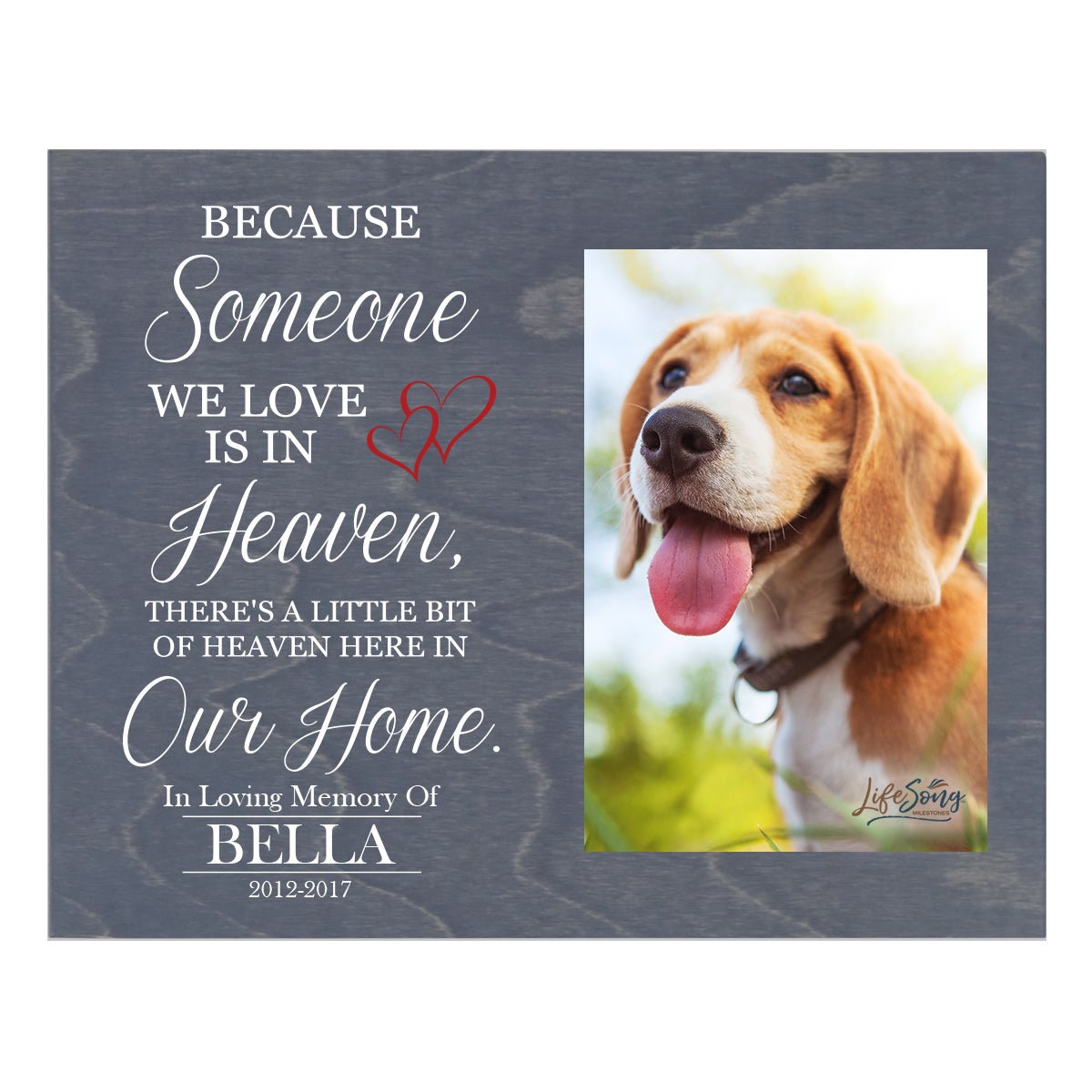 Pet Memorial Photo Wall Plaque Décor - Because Someone We Love Is In Heaven - LifeSong Milestones