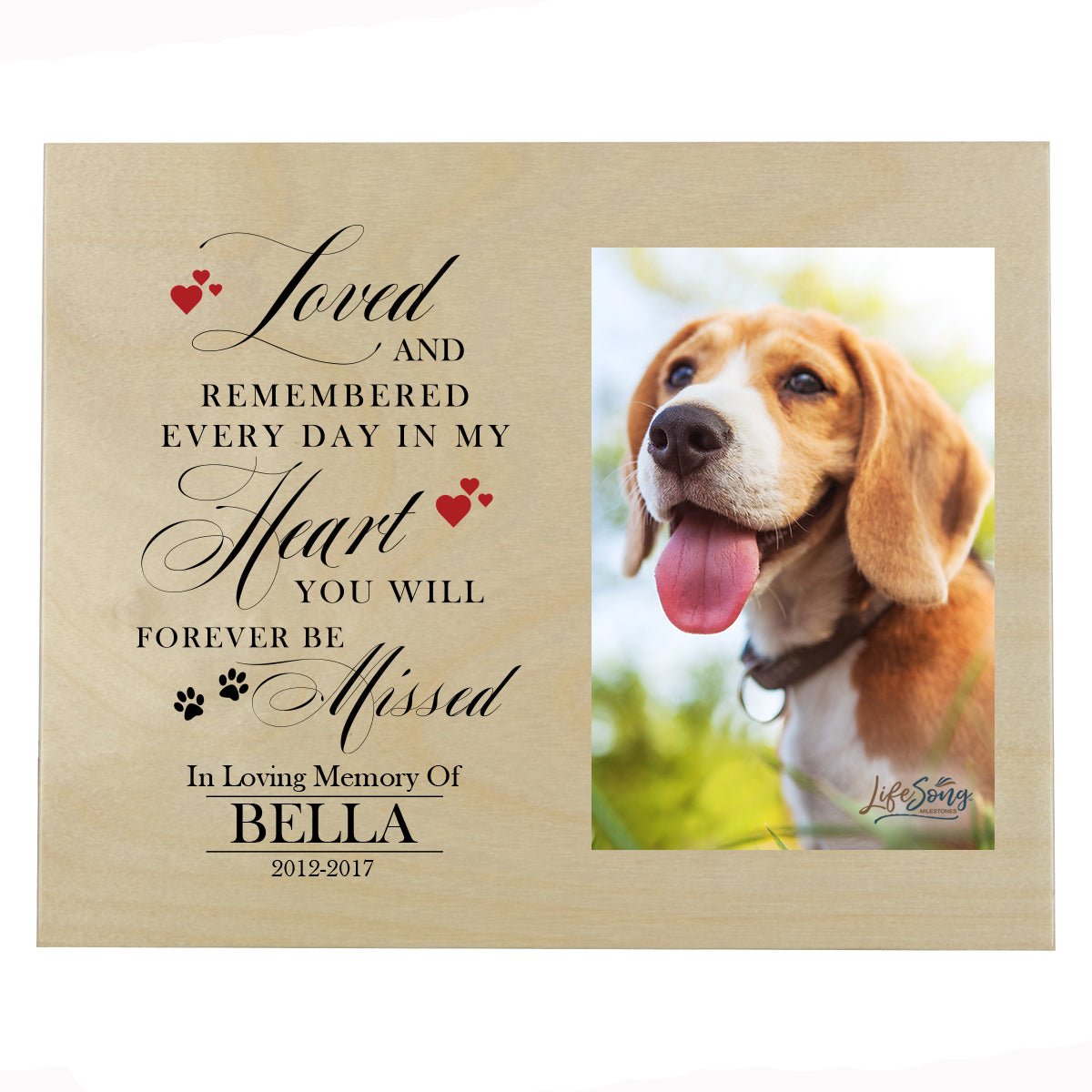 Pet Memorial Photo Wall Plaque Décor - Loved and Remembered - LifeSong Milestones