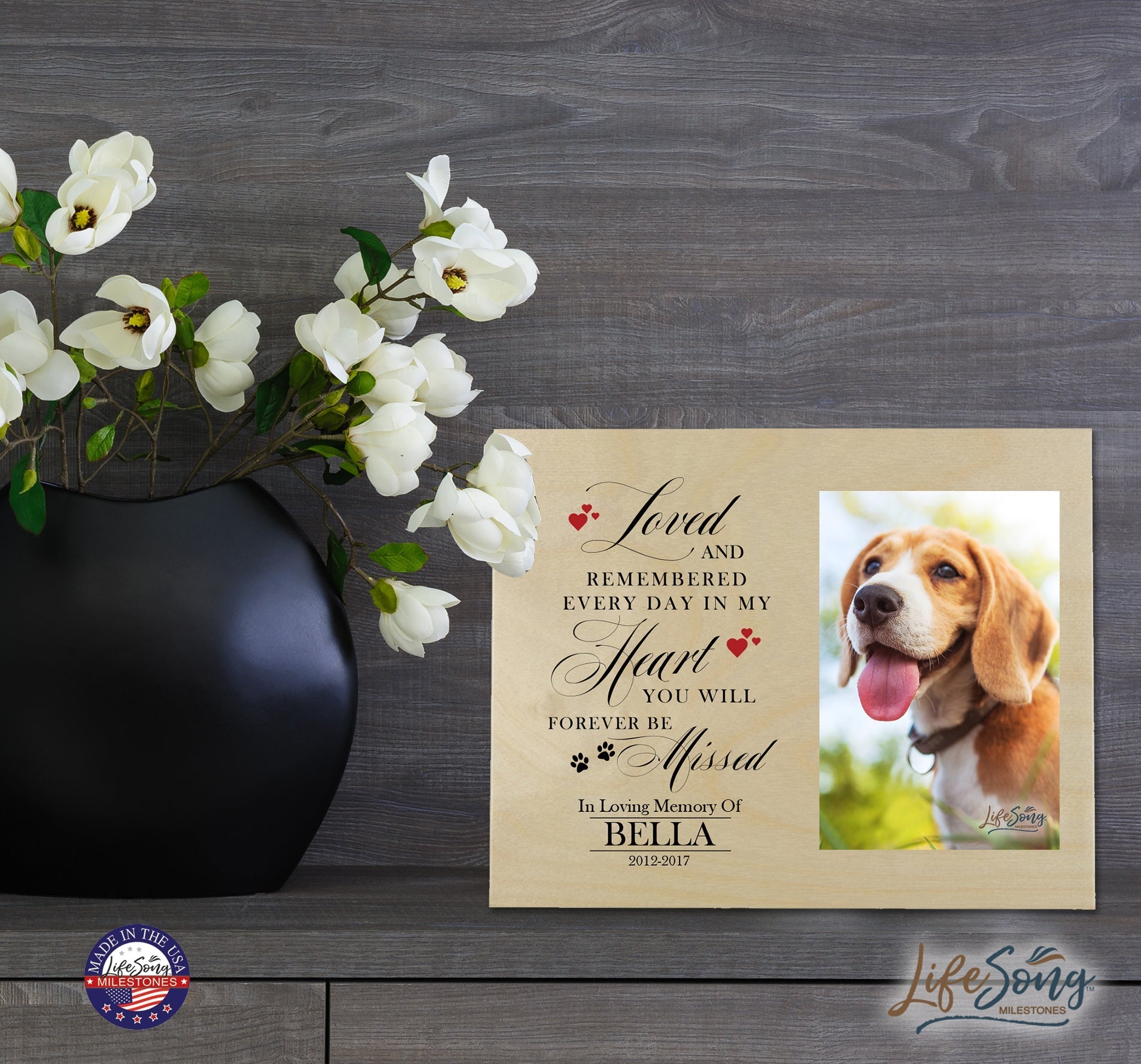 Pet Memorial Photo Wall Plaque Décor - Loved and Remembered - LifeSong Milestones