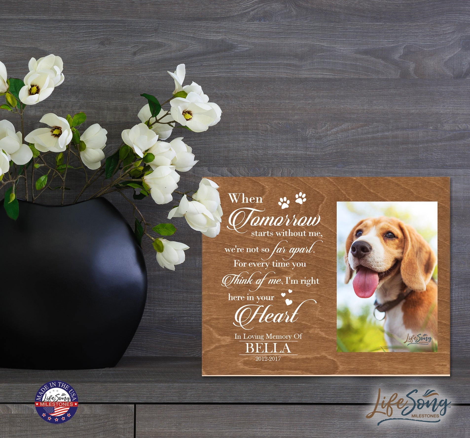 Pet Memorial Photo Wall Plaque Décor - When Tomorrow Starts Without Me - LifeSong Milestones