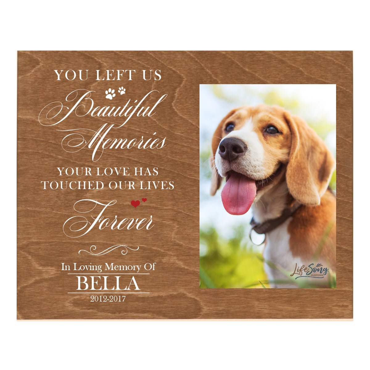 Pet Memorial Photo Wall Plaque Décor - You Left Us Beautiful Memories - LifeSong Milestones