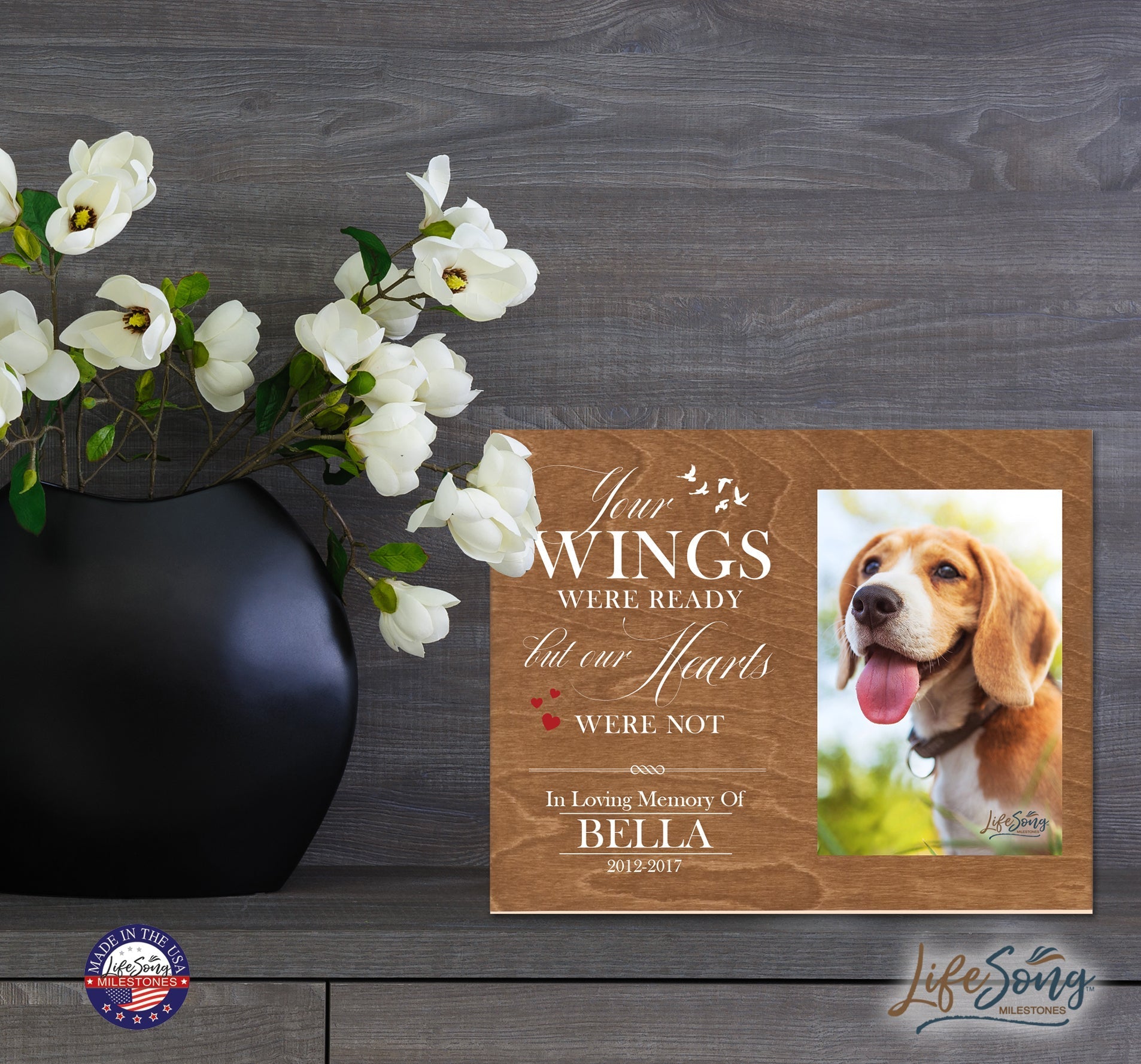 Pet Memorial Photo Wall Plaque Décor - Your Wings Were Ready - LifeSong Milestones