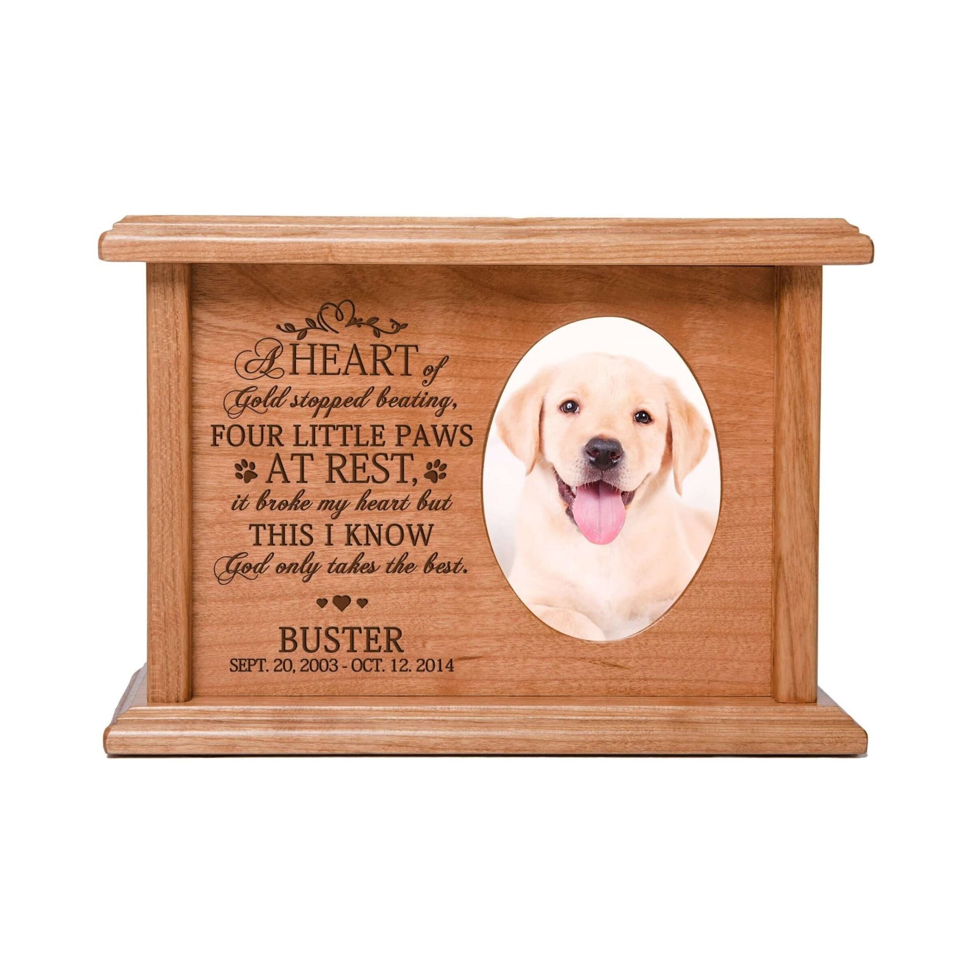 Engraved Photo Memorial Cremation Urn Box for Beloved Pet