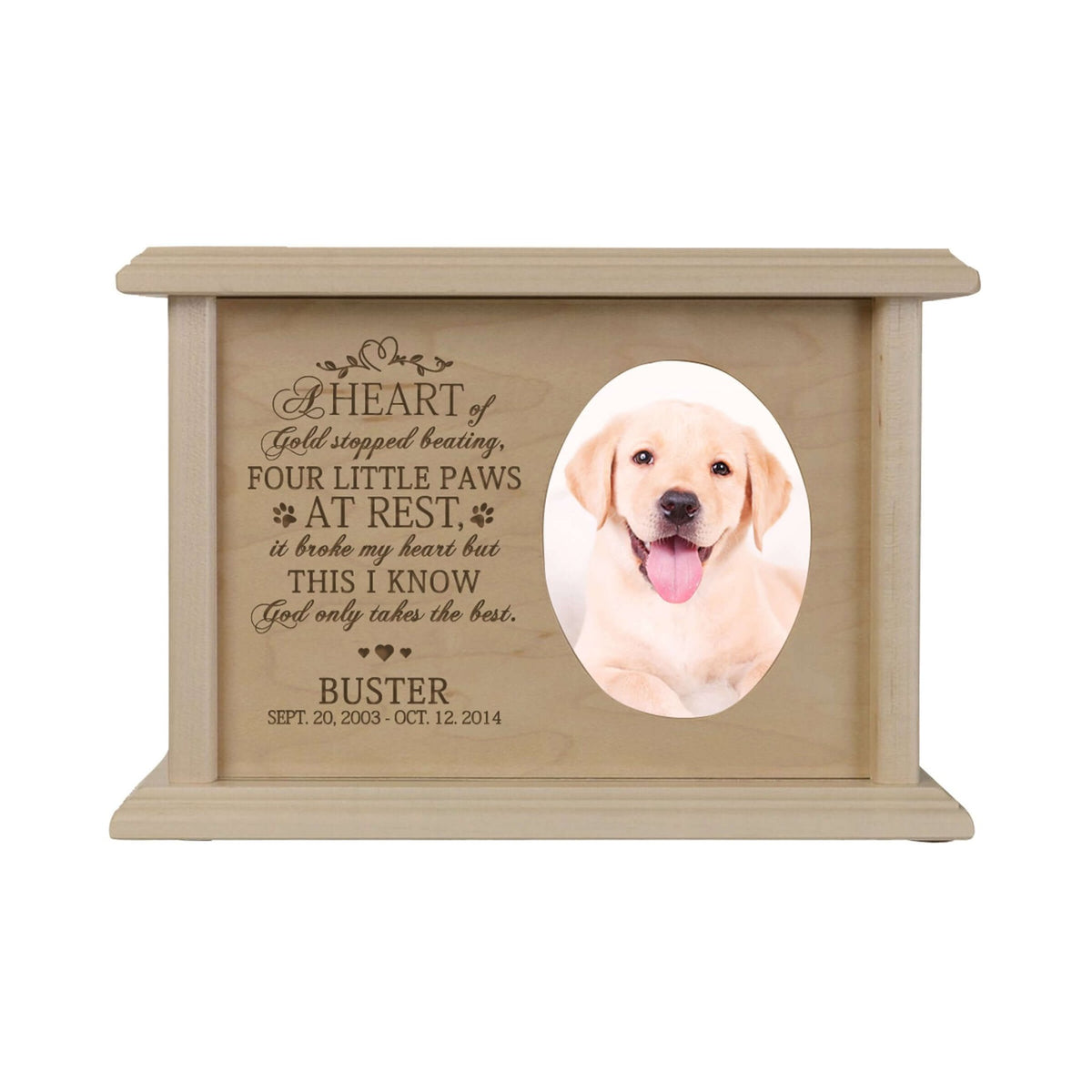 Custom Engraved Pet Memorial Keepsake Box with Photo Frame