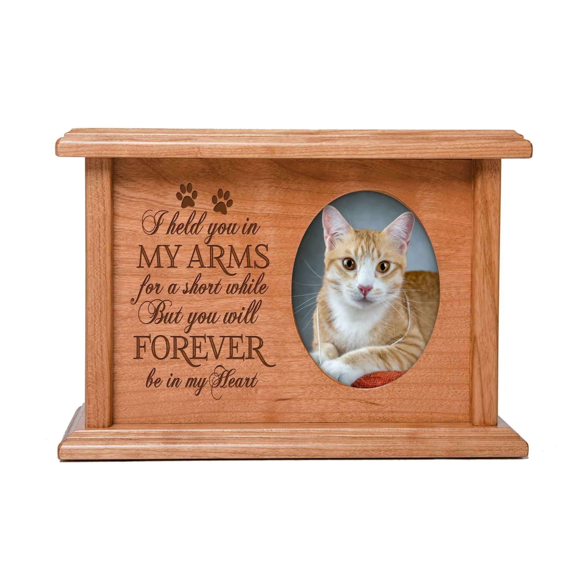 Pet Memorial Picture Cremation Urn Box for Dog or Cat - I Held You In My Arms - LifeSong Milestones