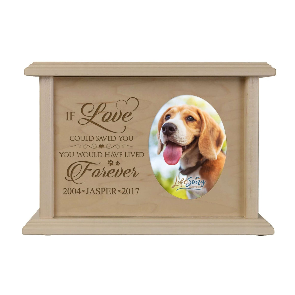 Pet Memorial Picture Cremation Urn Box for Dog or Cat - If Love Could Have Saved You - LifeSong Milestones