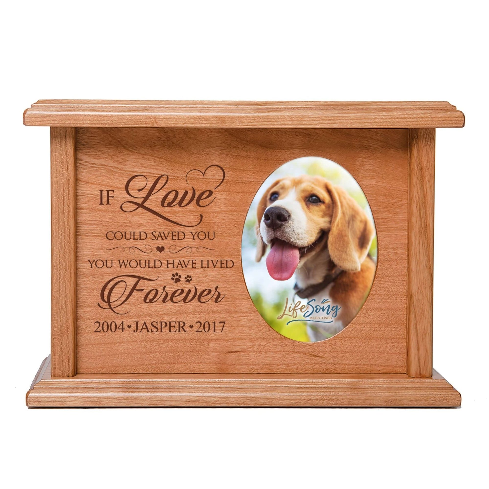 Pet Memorial Picture Cremation Urn Box for Dog or Cat - If Love Could Have Saved You - LifeSong Milestones