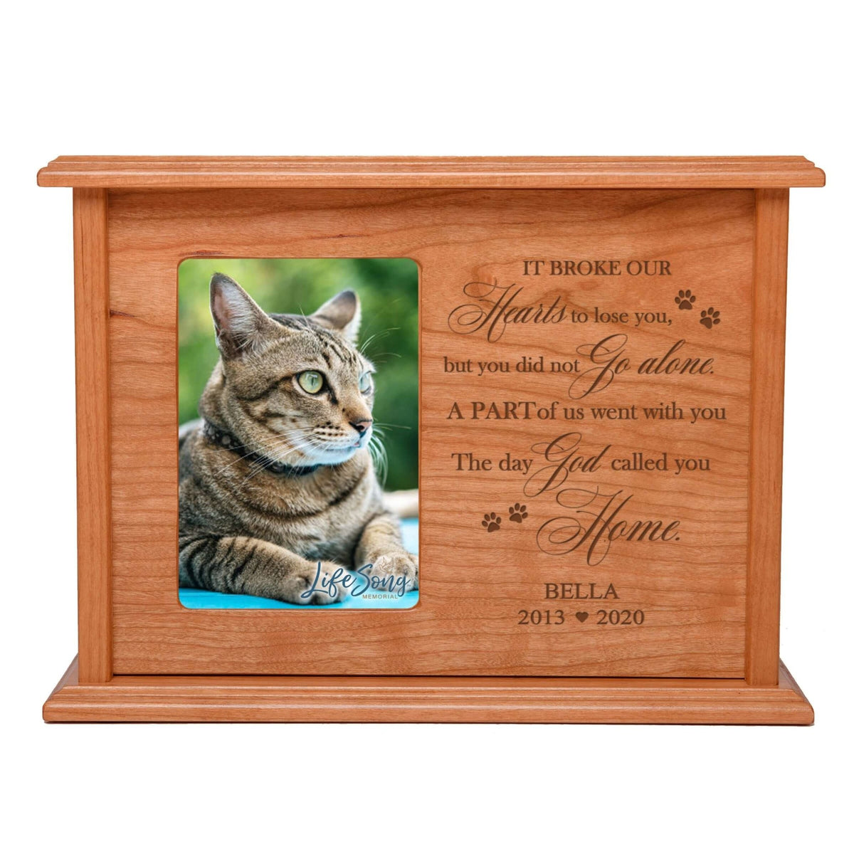 Pet Memorial Picture Cremation Urn Box for Dog or Cat - It Broke Our Hearts To Lose You - LifeSong Milestones