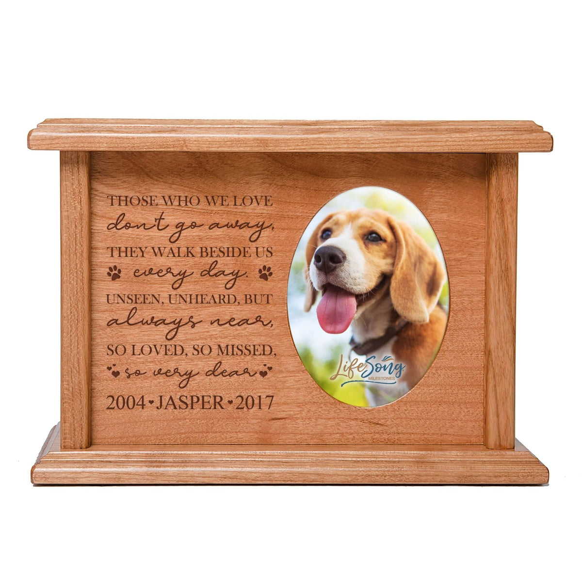 Pet Memorial Picture Cremation Urn Box for Dog or Cat - Those Who We Love Don&#39;t Go Away - LifeSong Milestones