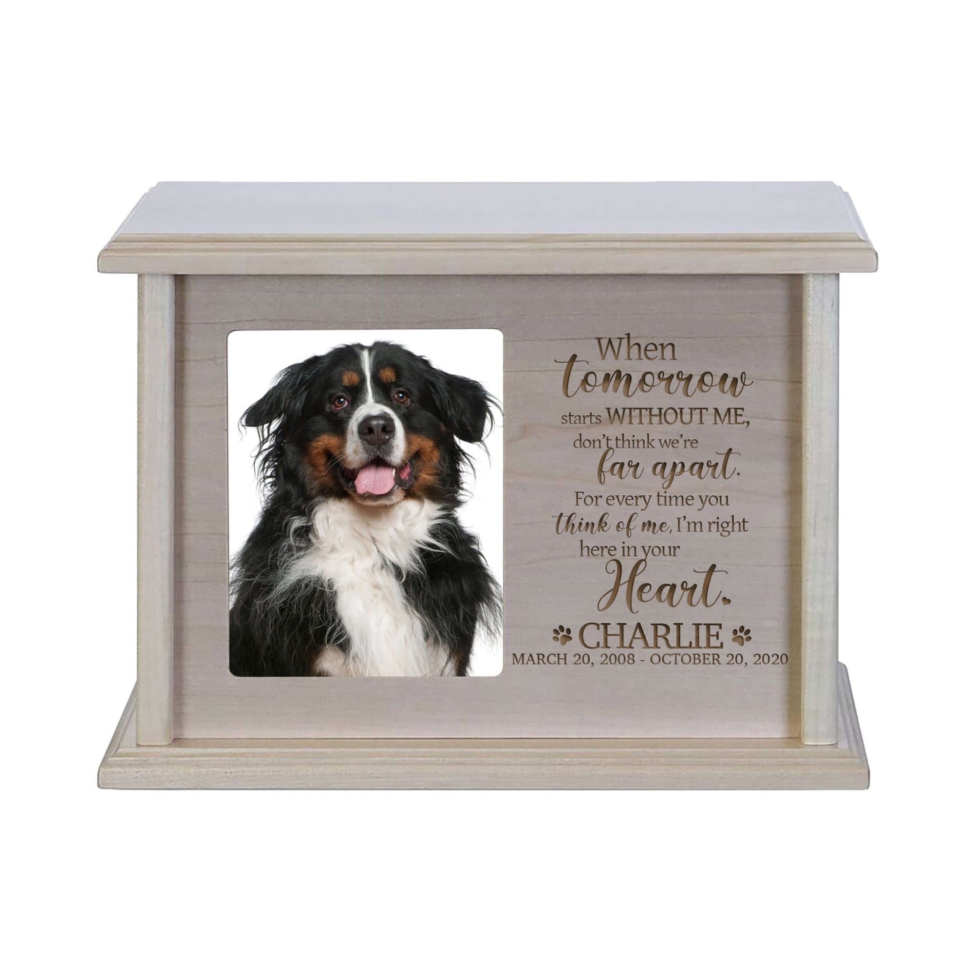 Pet Memorial Picture Cremation Urn Box for Dog or Cat - When Tomorrow Starts Without Me - LifeSong Milestones