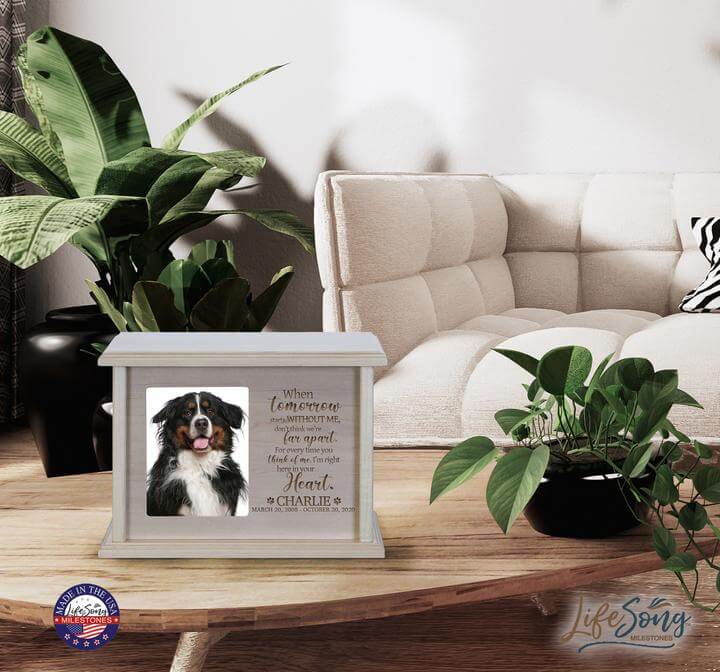 Pet Memorial Picture Cremation Urn Box for Dog or Cat - When Tomorrow Starts Without Me - LifeSong Milestones