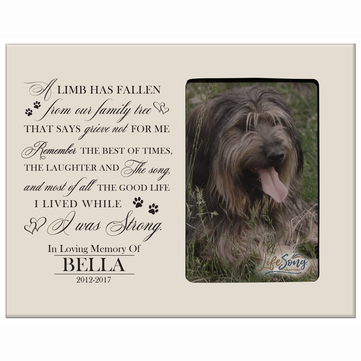 Pet Memorial Picture Frame - A Limb Has Fallen From Our Family Tree - LifeSong Milestones