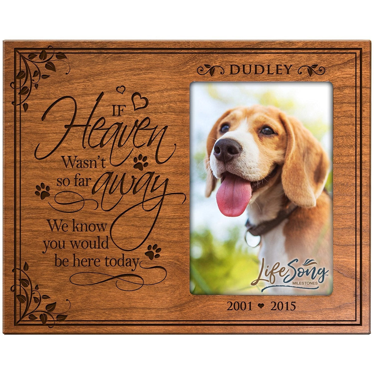 Pet Memorial Picture Frame - If Heaven Wasn&#39;t So Far Away - LifeSong Milestones