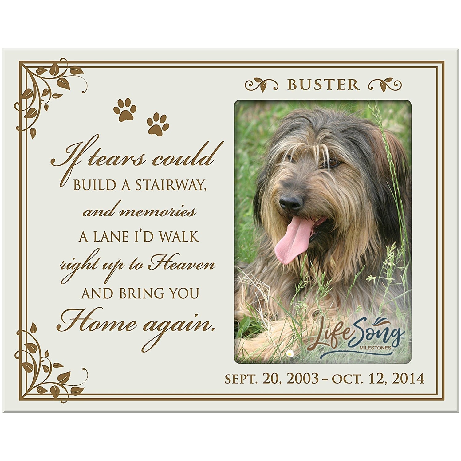 Pet Memorial Picture Frame - If Tears Could Build A Stairway - LifeSong Milestones