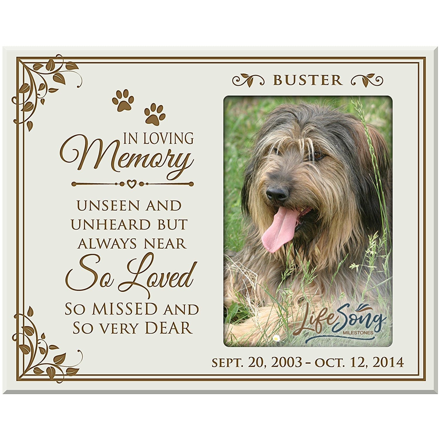 Pet Memorial Picture Frame - In Loving Memory - LifeSong Milestones