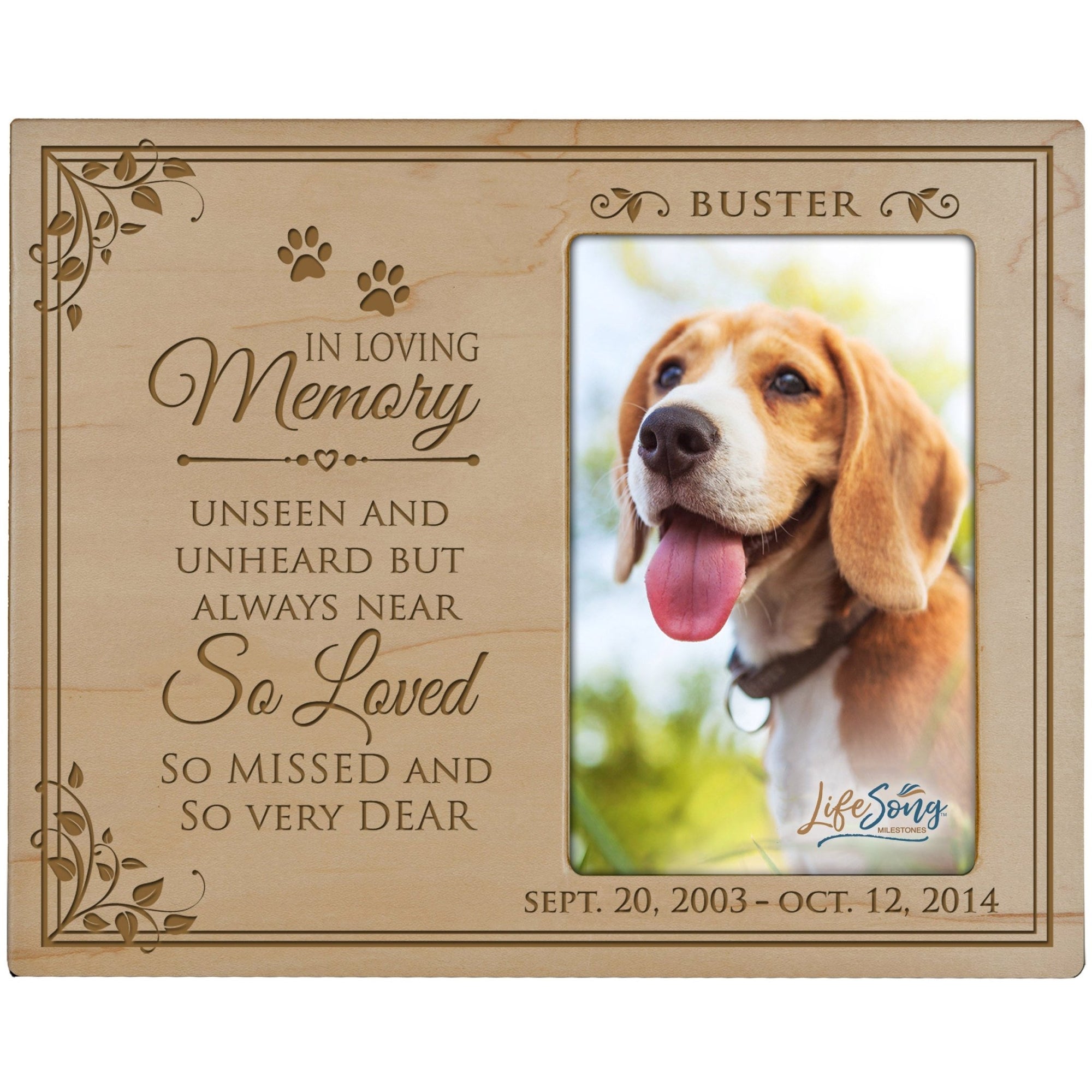 Pet Memorial Picture Frame - In Loving Memory - LifeSong Milestones