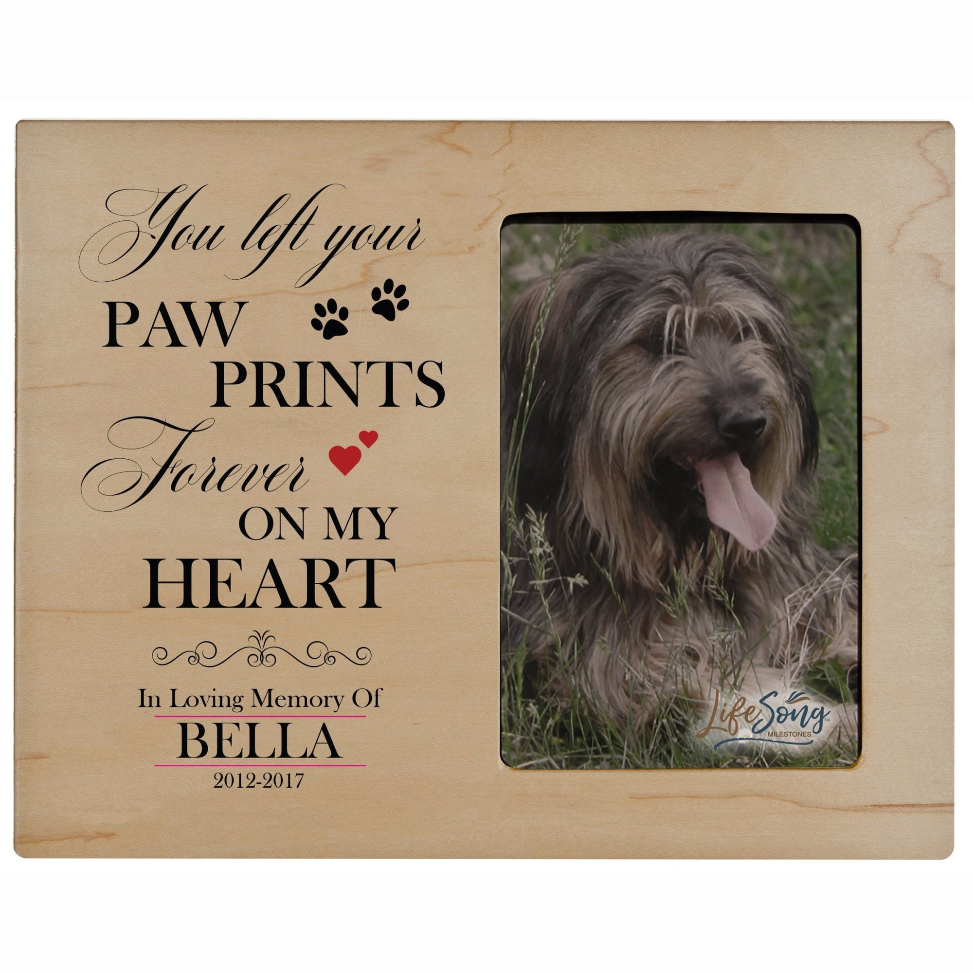 Pet Memorial Picture Frame - You Left Your Paw Prints On My Heart - LifeSong Milestones