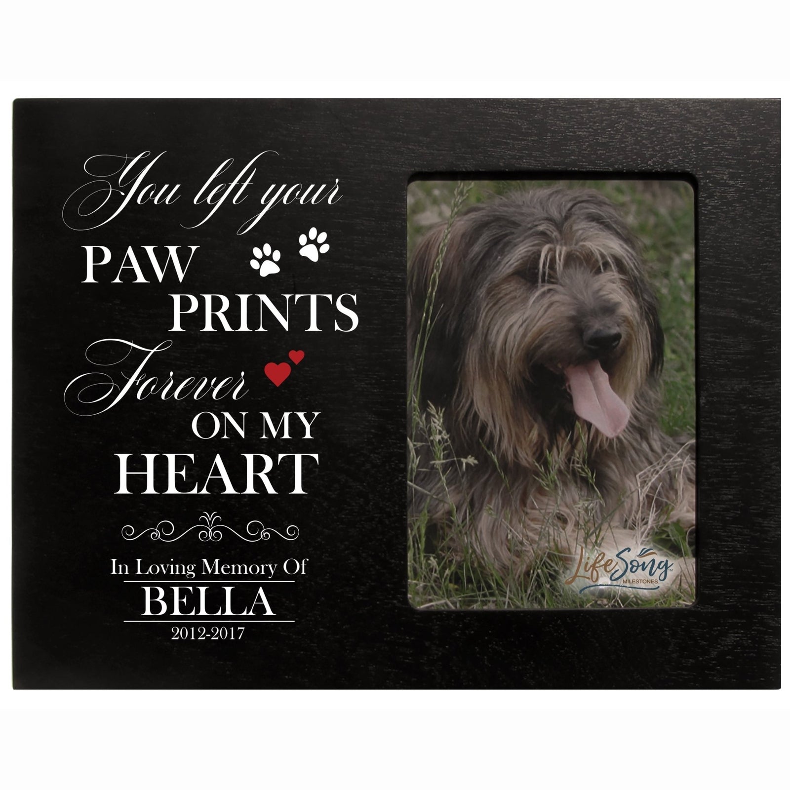 Pet Memorial Picture Frame - You Left Your Paw Prints On My Heart - LifeSong Milestones