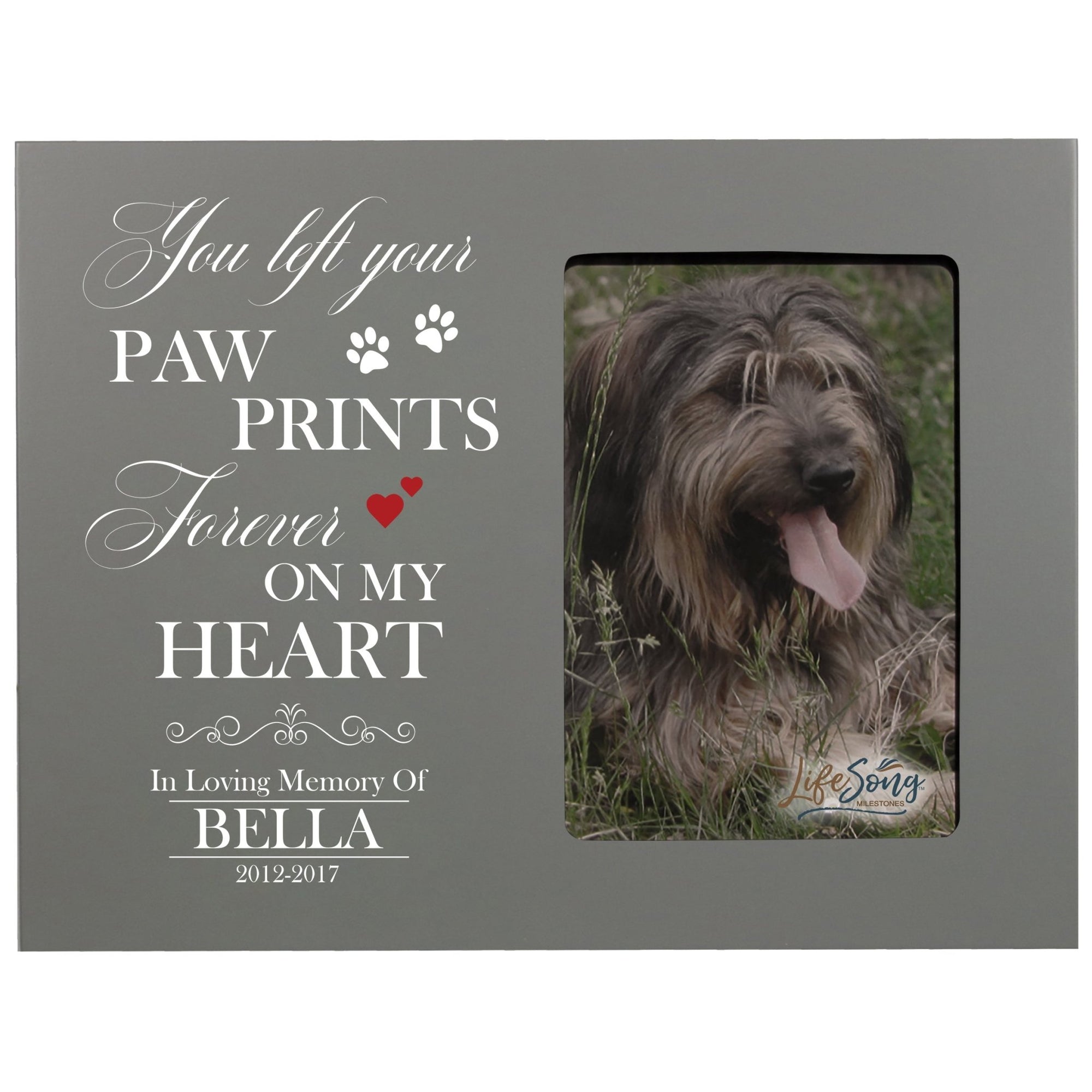 Pet Memorial Picture Frame - You Left Your Paw Prints On My Heart - LifeSong Milestones