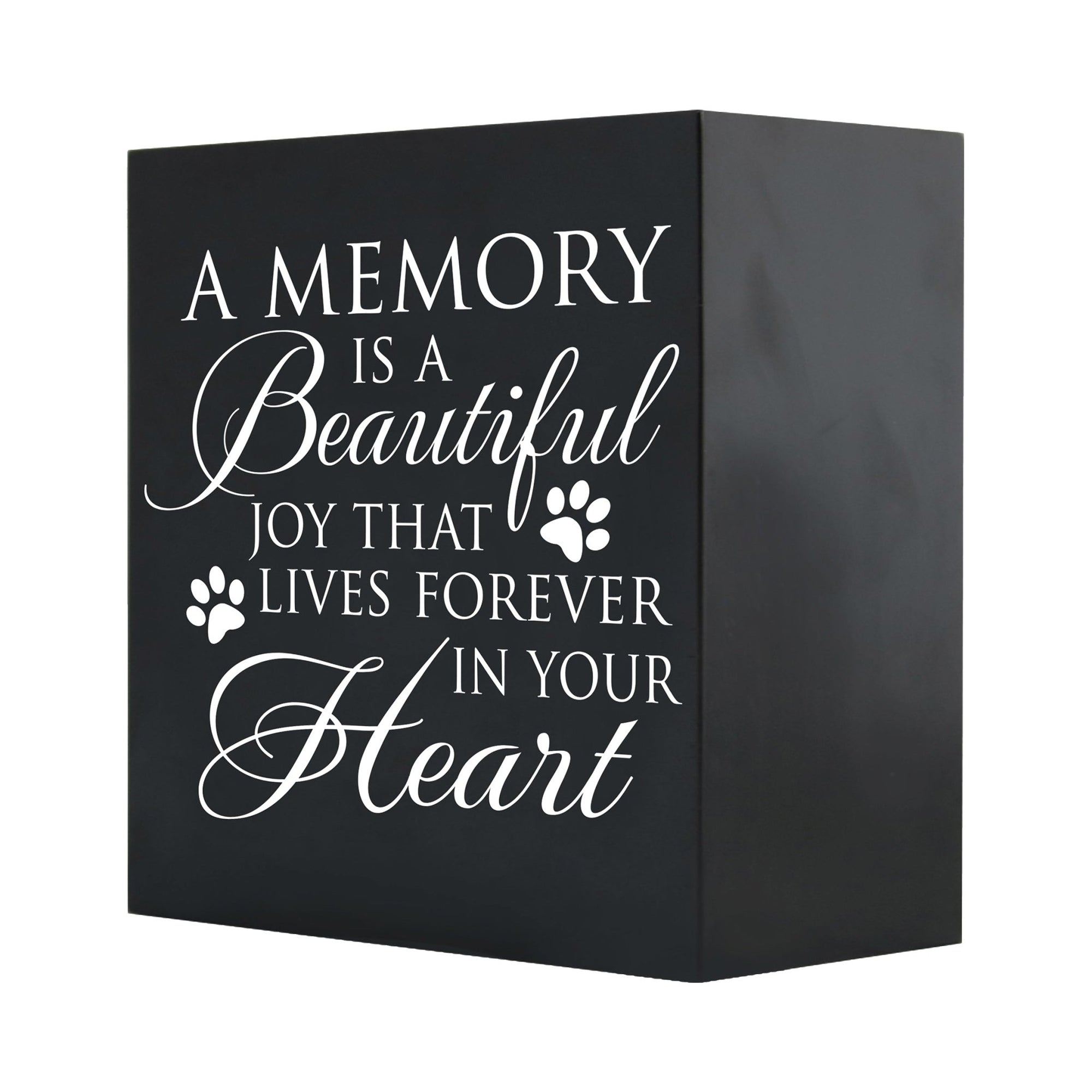 Pet Memorial Shadow Box Cremation Urn for Dog or Cat - A Memory Is A Beautiful Joy - LifeSong Milestones