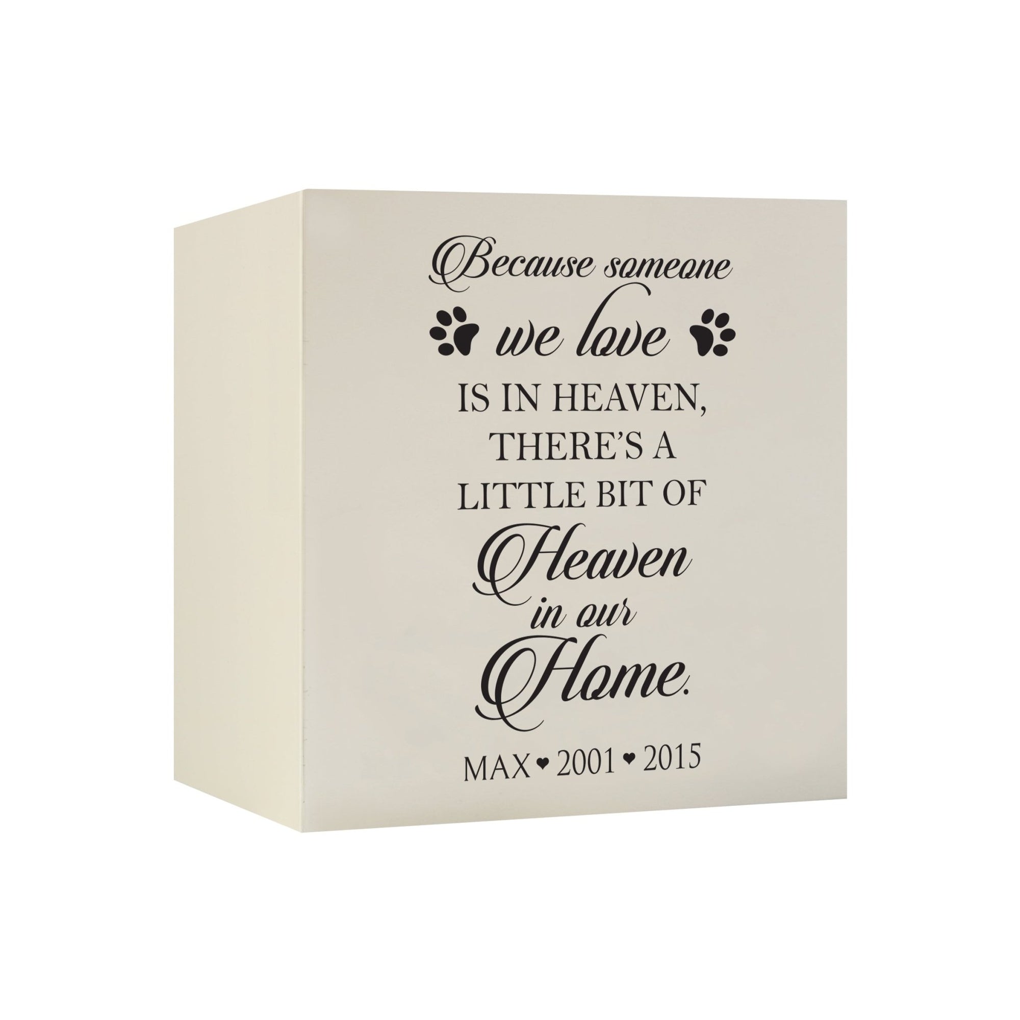 Pet Memorial Shadow Box Cremation Urn for Dog or Cat - Because Someone We Love Is In Heaven - LifeSong Milestones