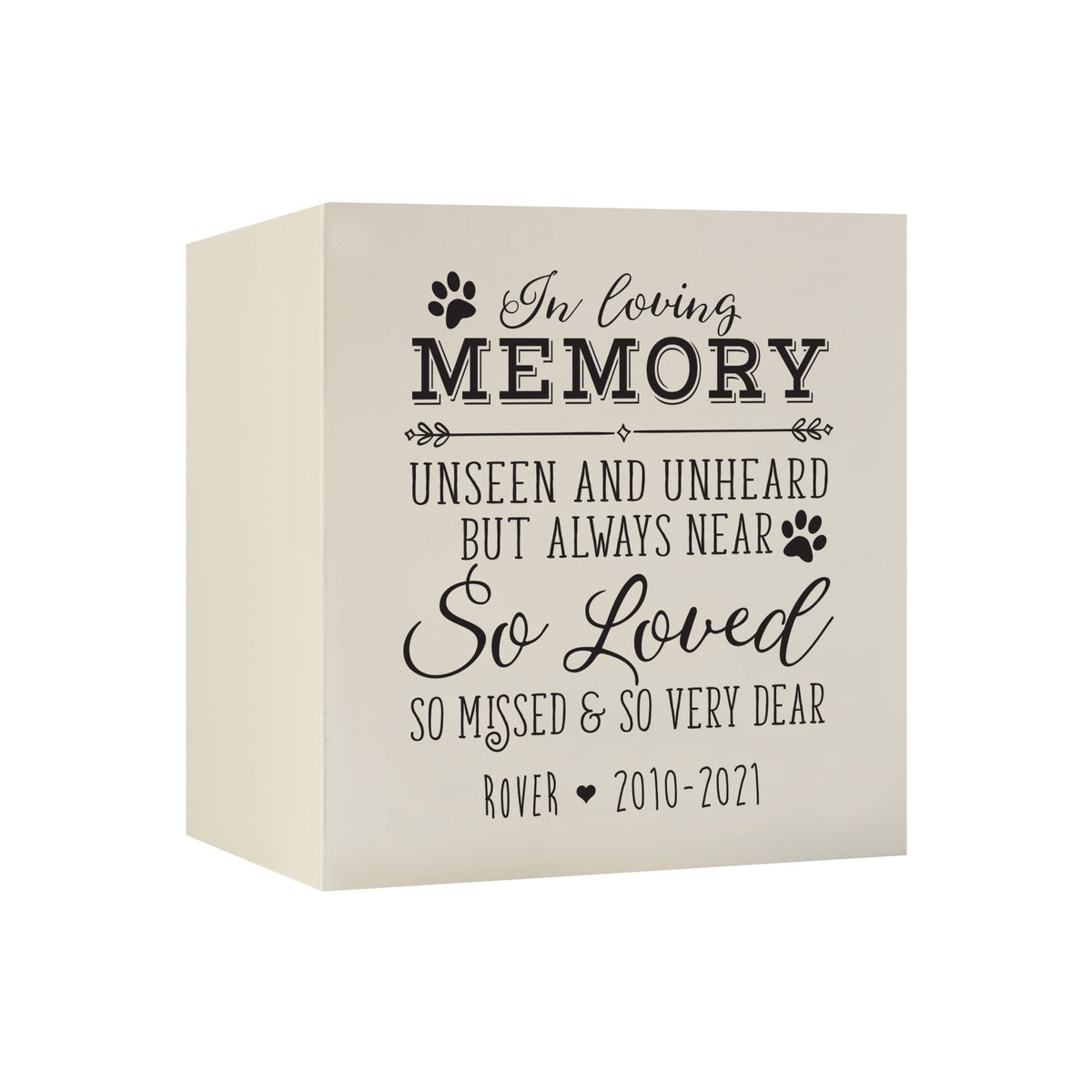 Pet Memorial Shadow Box Cremation Urn for Dog or Cat - In Loving Memory - LifeSong Milestones