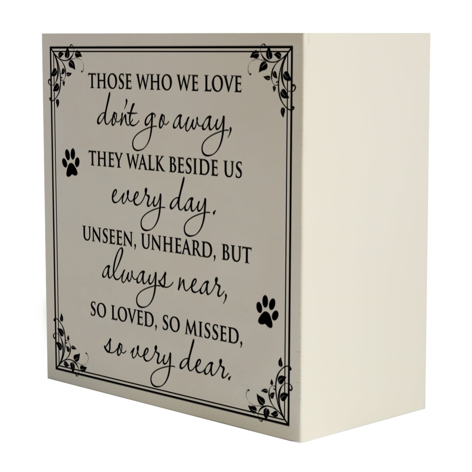 Pet Memorial Shadow Box Cremation Urn for Dog or Cat - Those Who We Love Don't Go Away - LifeSong Milestones