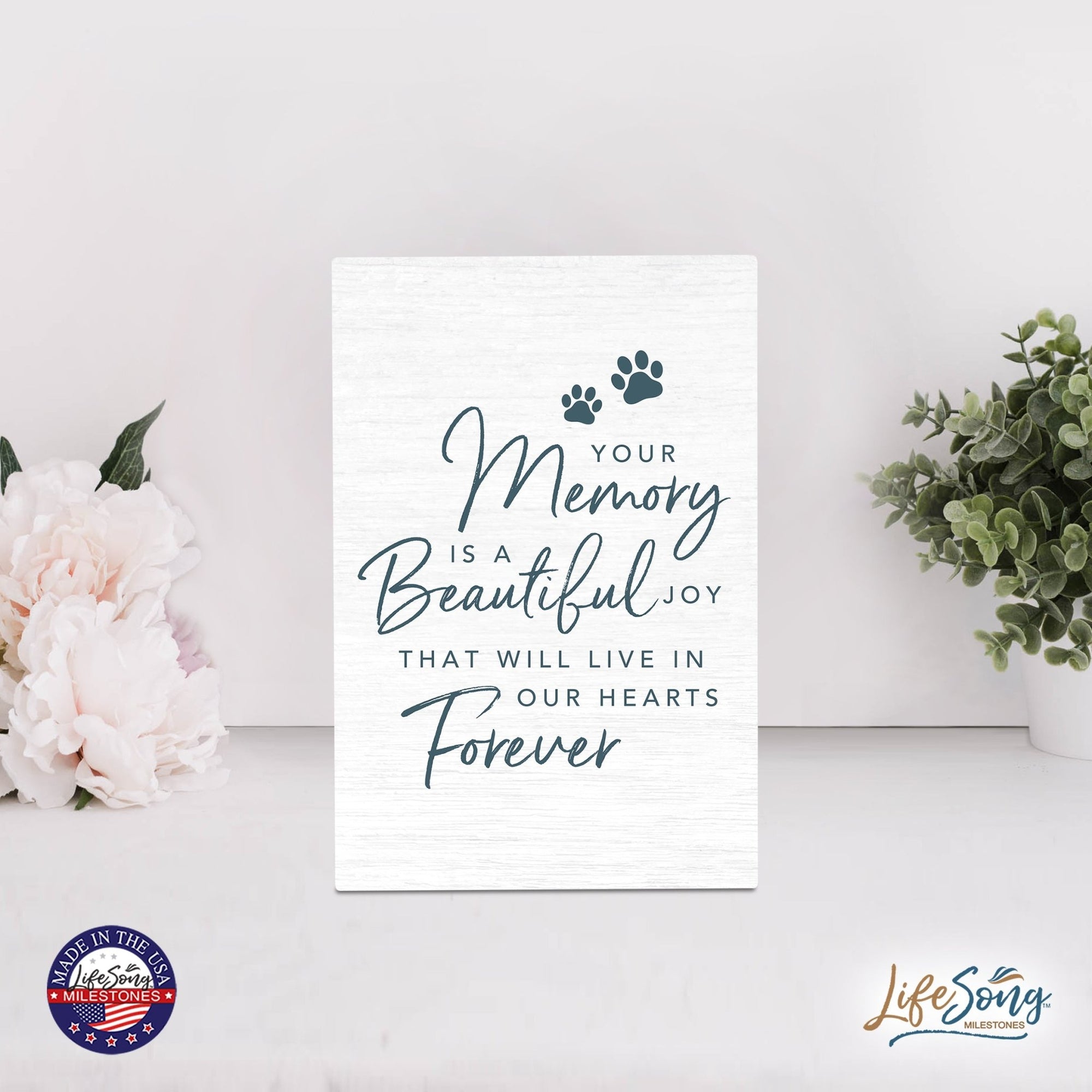 Pet Memorial shelf decor Plaque Décor - Your Memory Is A Beautiful Joy - LifeSong Milestones