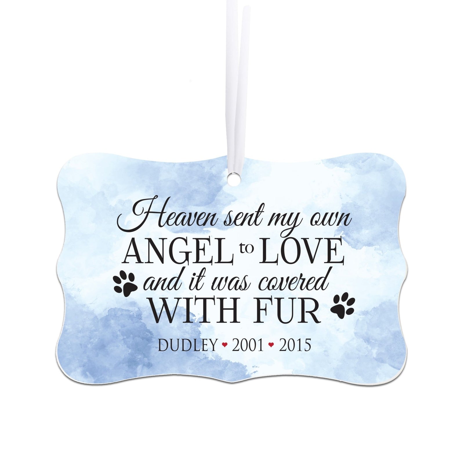 Pet Memorial White Scallop Ornament - Heaven Sent My Own Angel - LifeSong Milestones