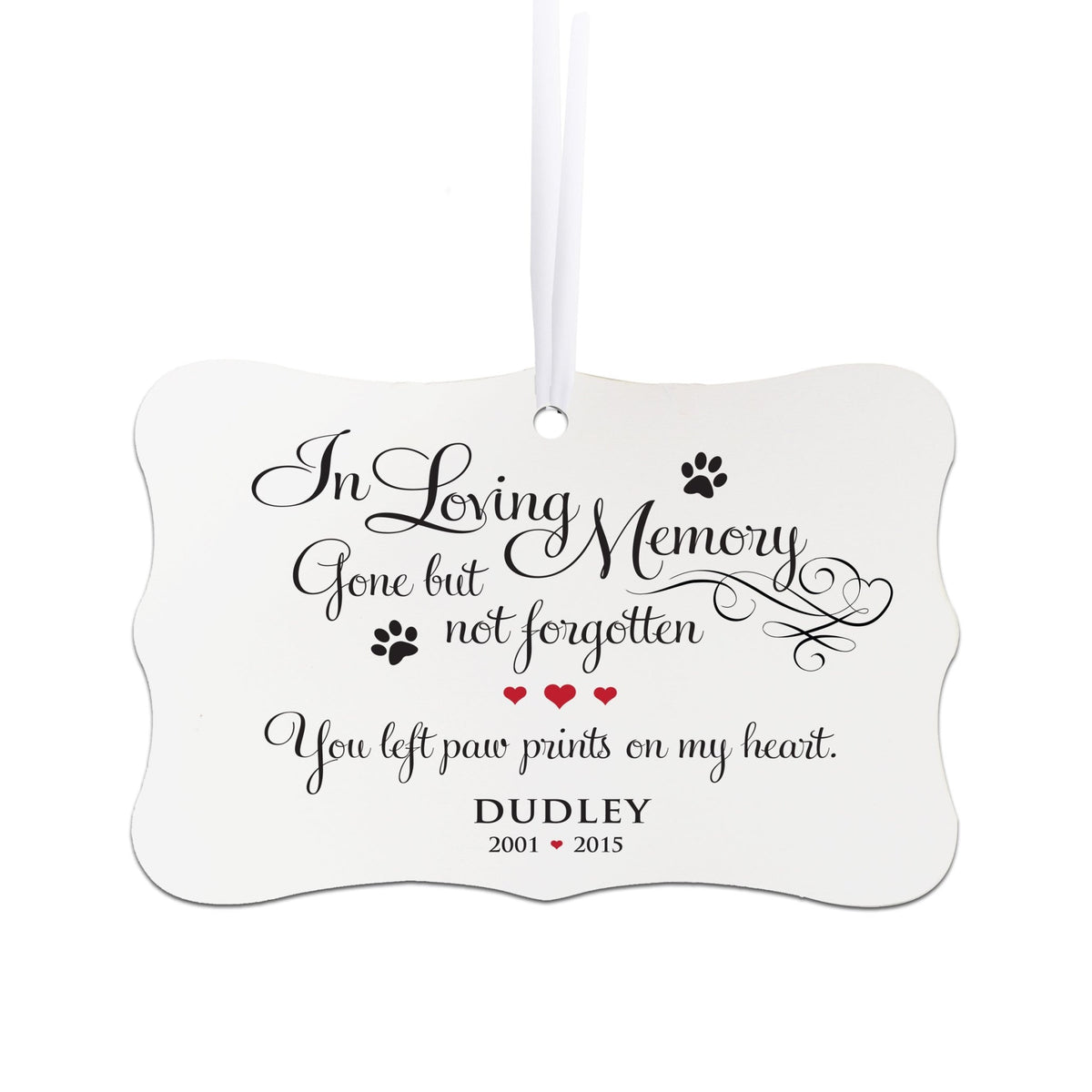 Pet Memorial White Scallop Ornament - In Loving Memory - LifeSong Milestones