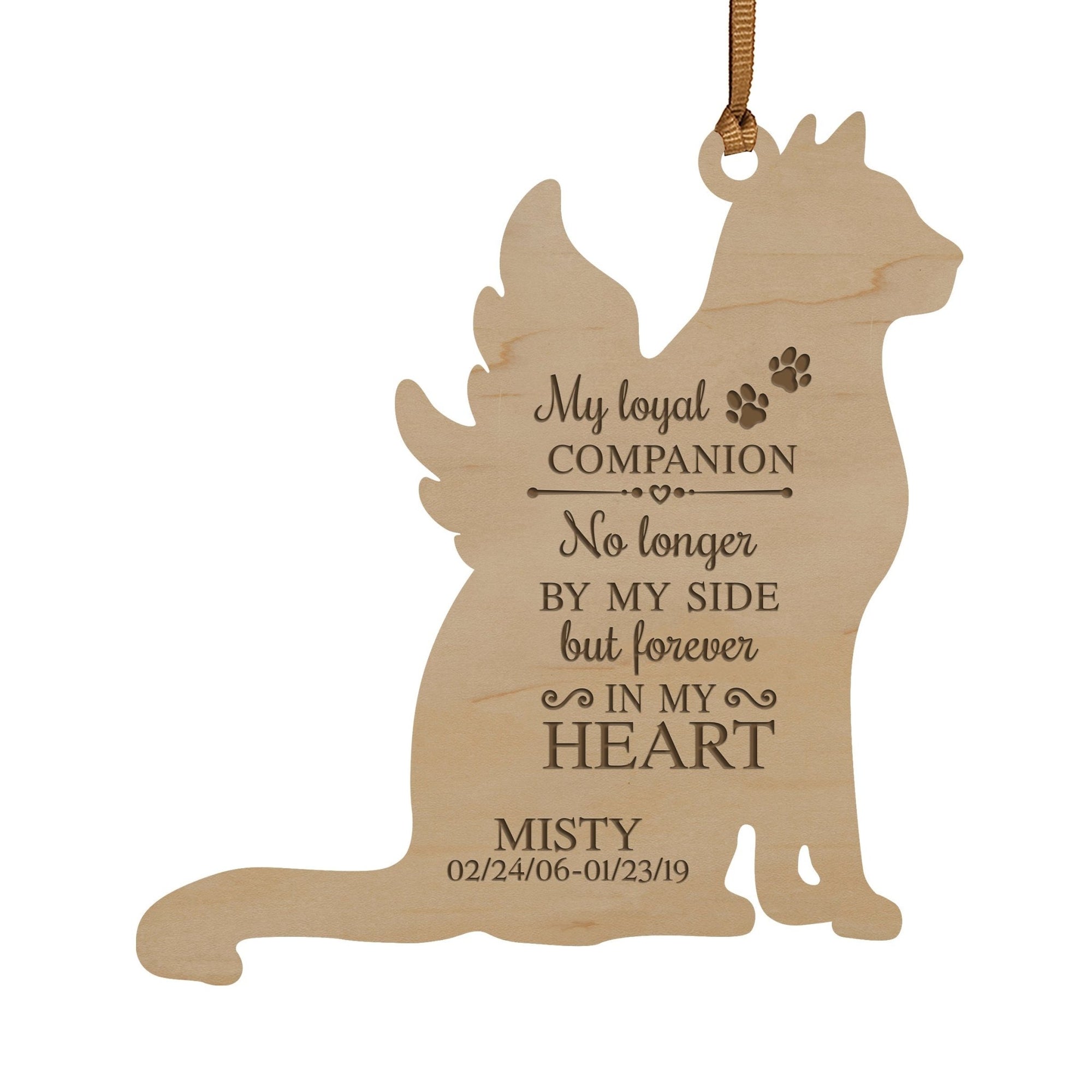 Pet Memorial Wooden Dog or Cat Ornament - My Loyal Companion - LifeSong Milestones