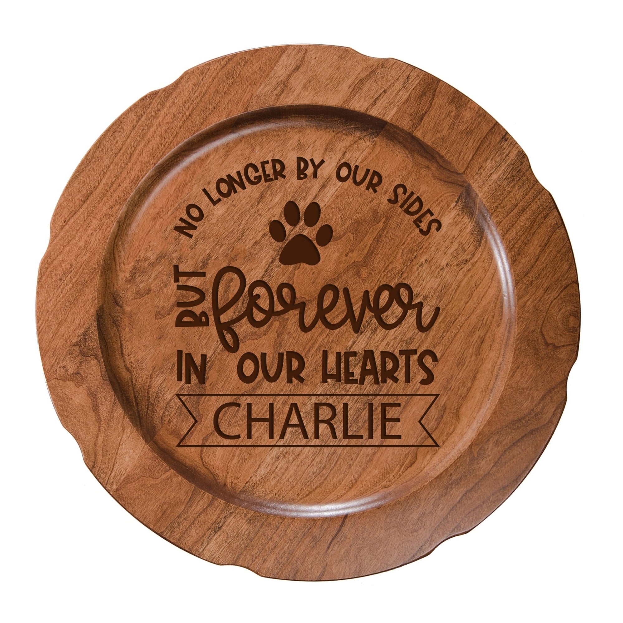 Pet Memorial Wooden Plate Décor - No Longer By Our Sides - LifeSong Milestones