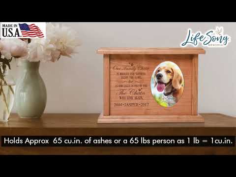 Custom Pet Cremation Keepsake Photo Frame & Urn Box Holds 2x3 Photo Our Family Chain