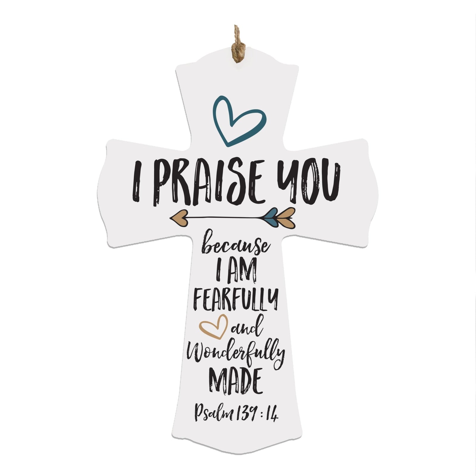 Printed Baptism Inspirational Crosses for Children - I Praise You Blue - LifeSong Milestones