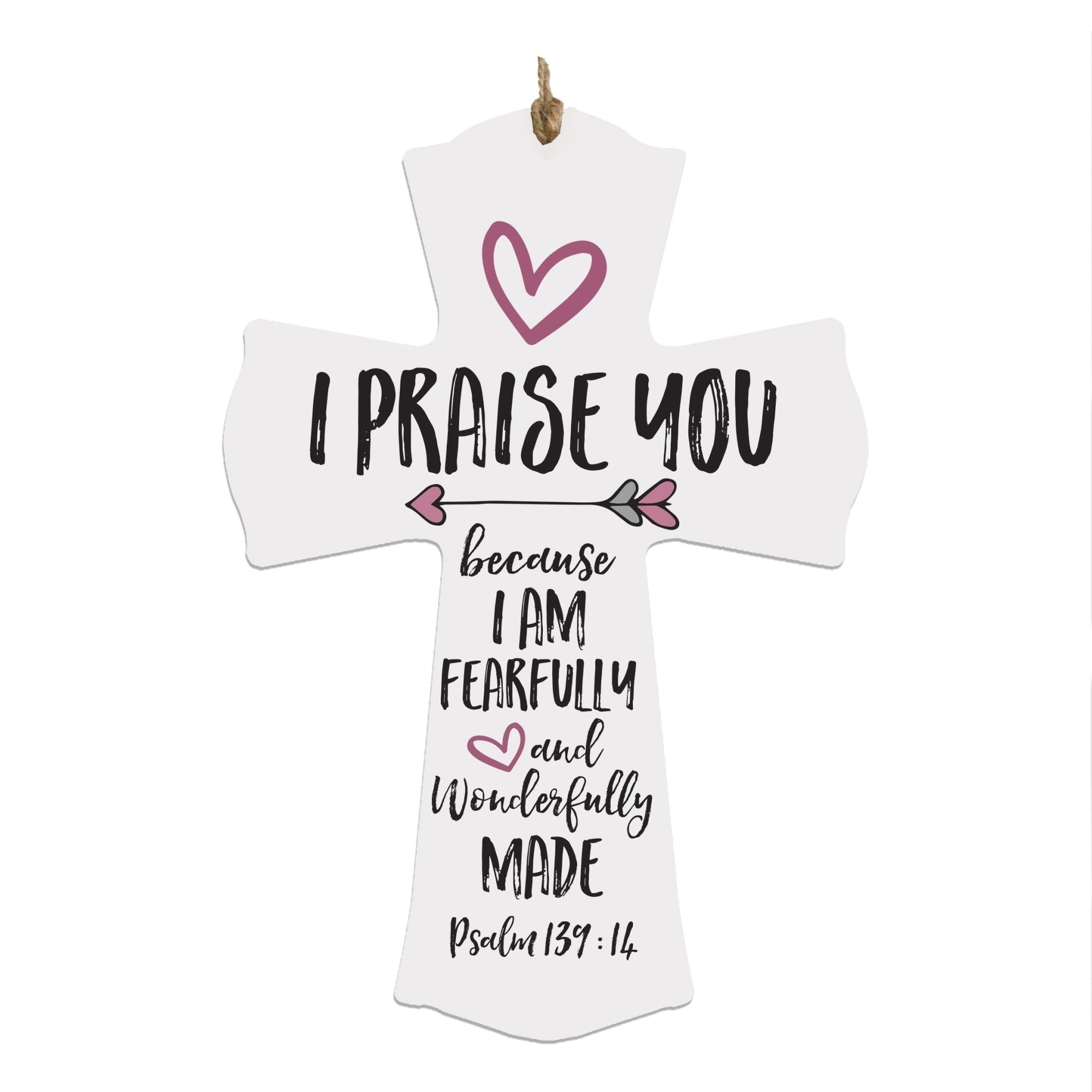 Printed Baptism Inspirational Crosses for Children - I Praise You Pink - LifeSong Milestones