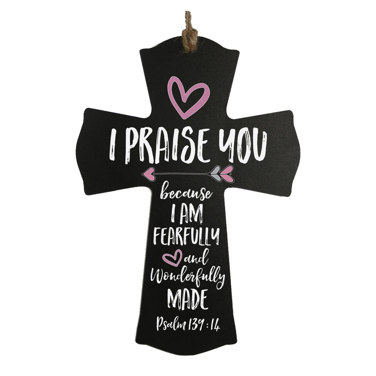 Printed Baptism Inspirational Crosses for Children - I Praise You Pink - LifeSong Milestones