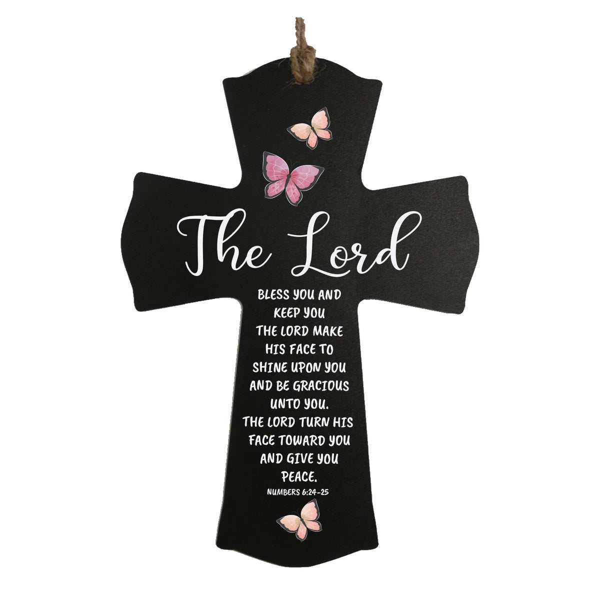 Printed Baptism Inspirational Crosses for Children - The Lord Bless Pink - LifeSong Milestones