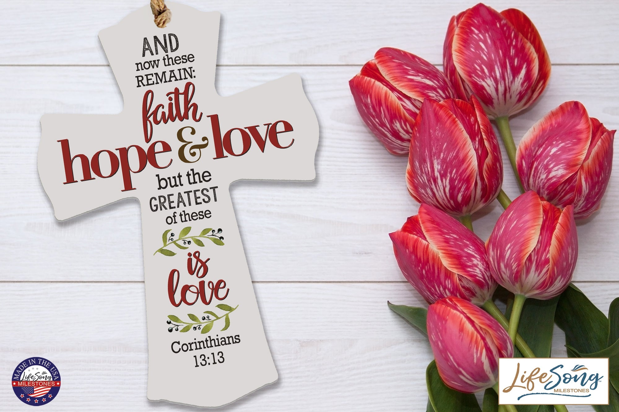 Printed Family Inspirational Crosses 8.5x11 - Faith Hope Love - LifeSong Milestones