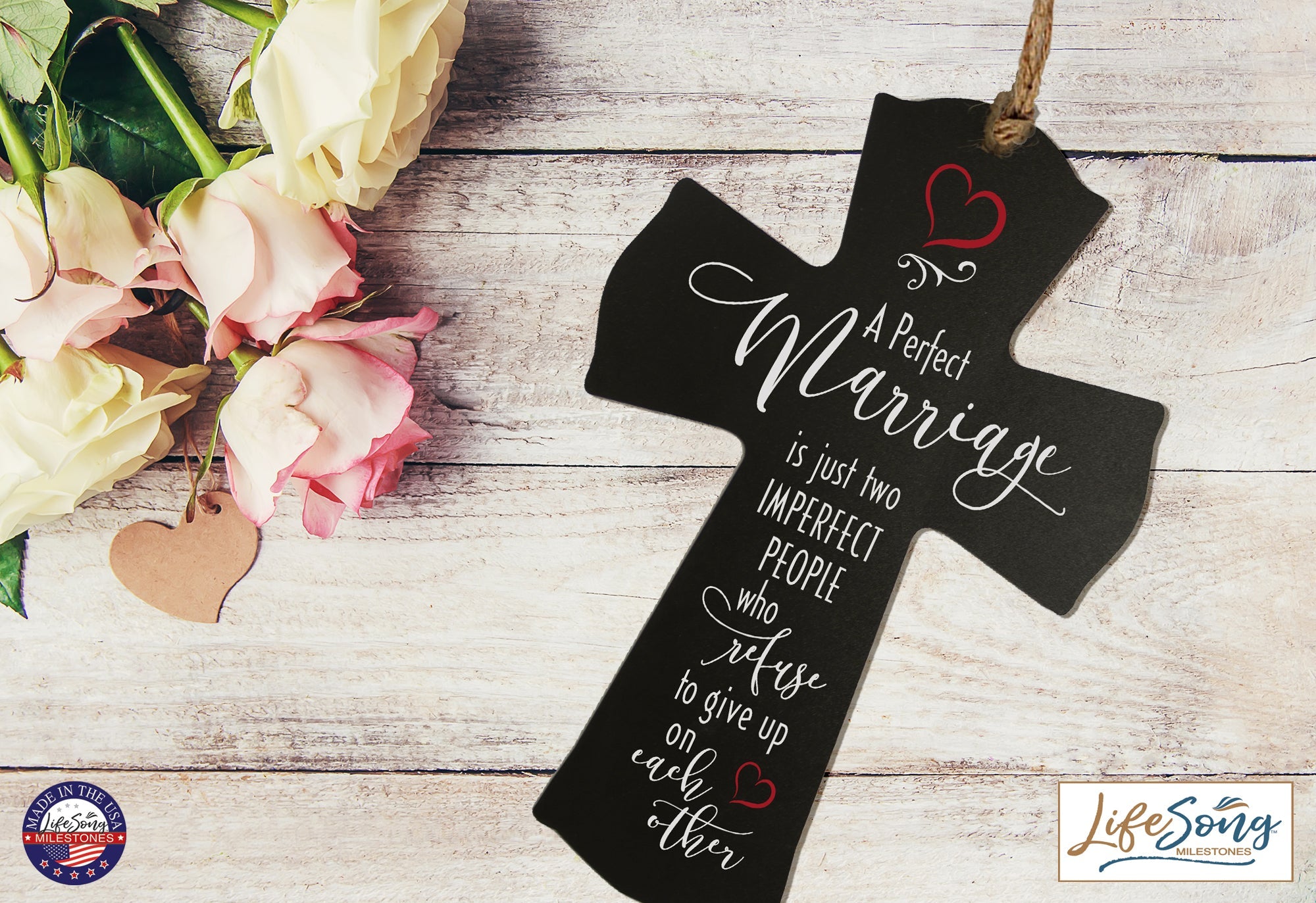 Printed Inspirational Marriage Crosses for Couples - A Perfect Marriage - LifeSong Milestones