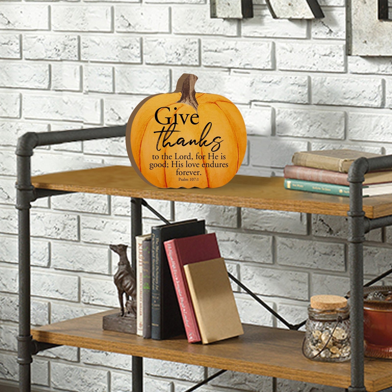 Pumpkin shelf decor Decorative Home Décor - Give Thanks To The Lord - LifeSong Milestones