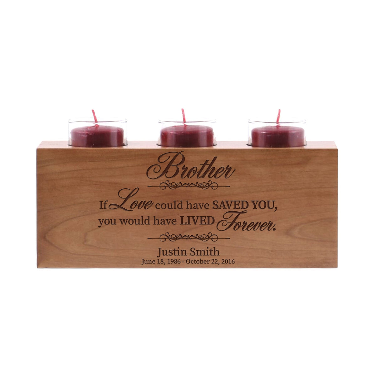 Remembrance Memorial 3 Candle Holder - Brother, If Love Could - LifeSong Milestones