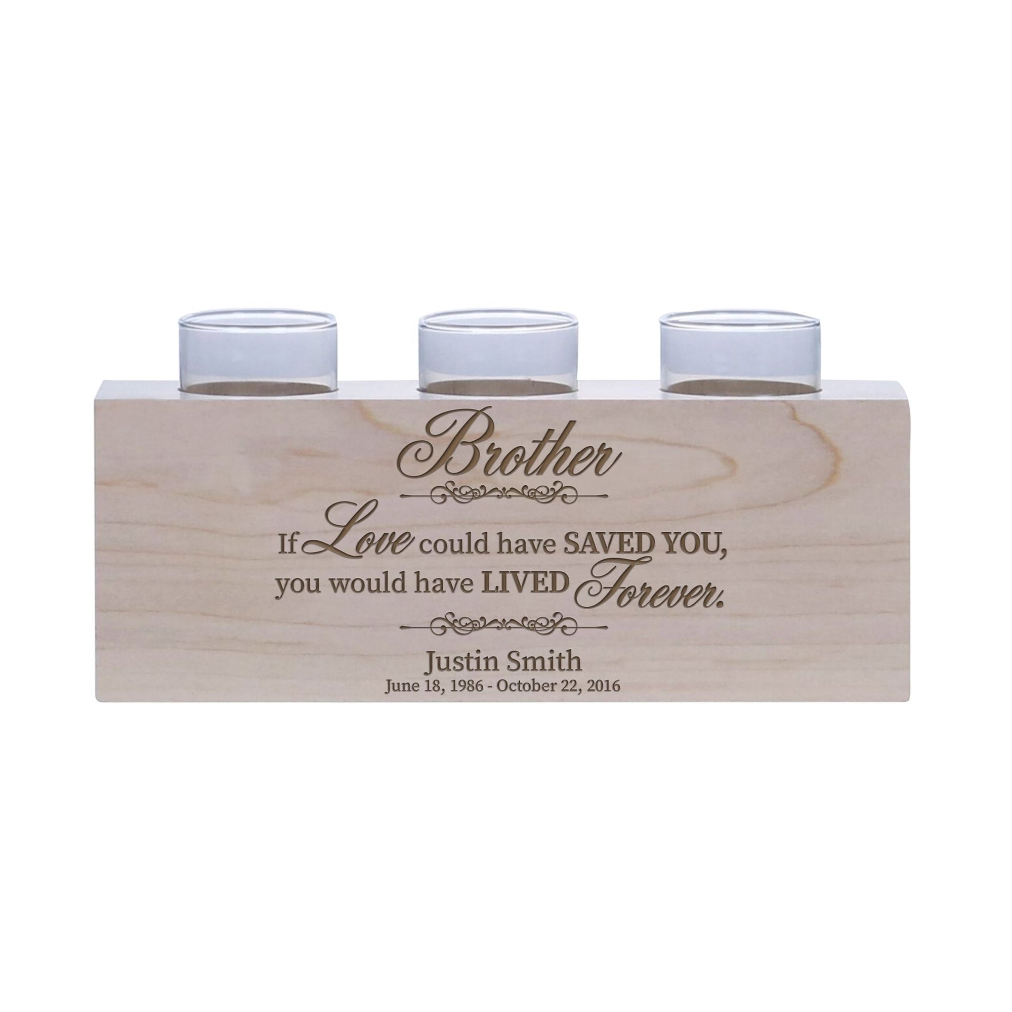 Remembrance Memorial 3 Candle Holder - Brother, If Love Could - LifeSong Milestones