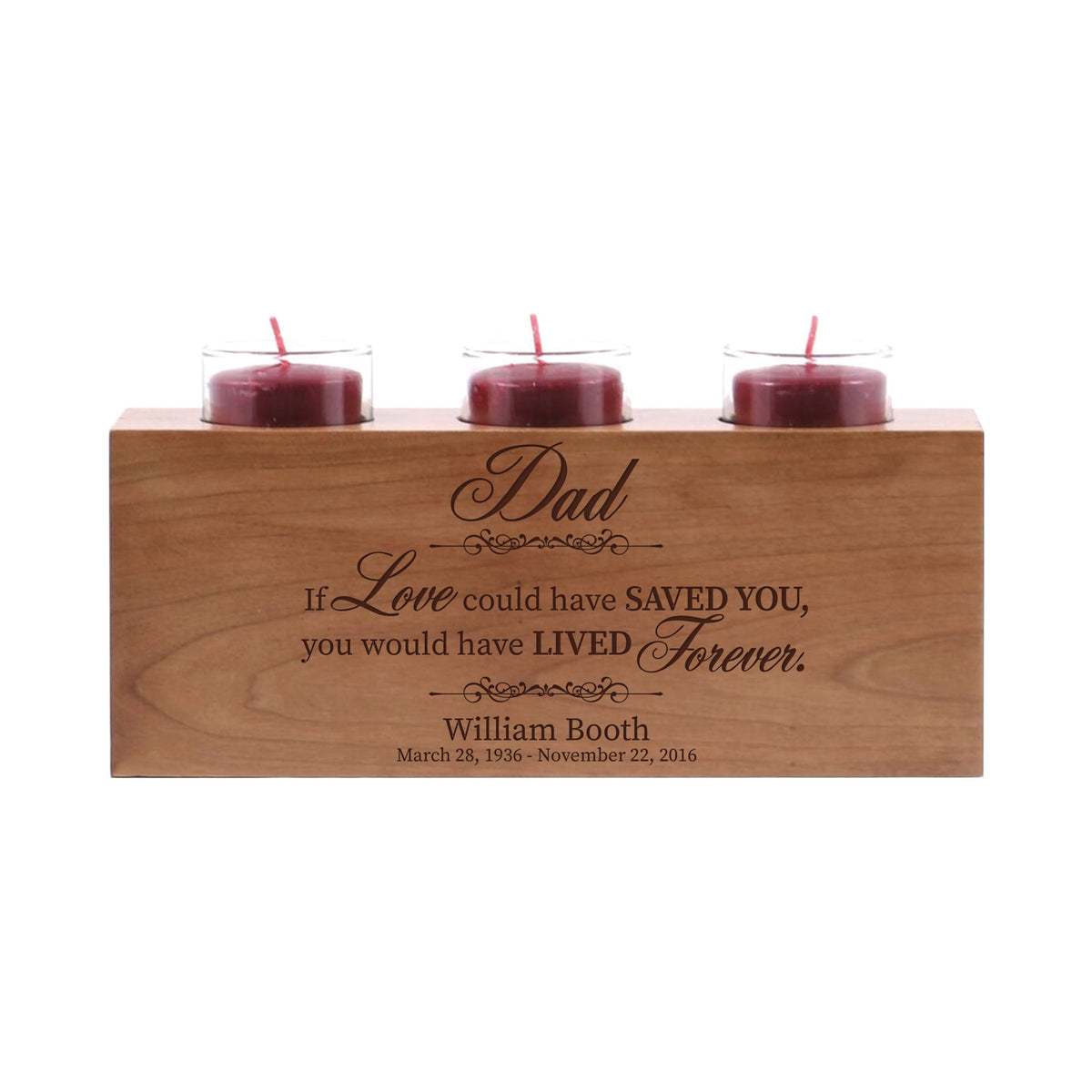Remembrance Memorial 3 Candle Holder - Dad, If Love Could - LifeSong Milestones