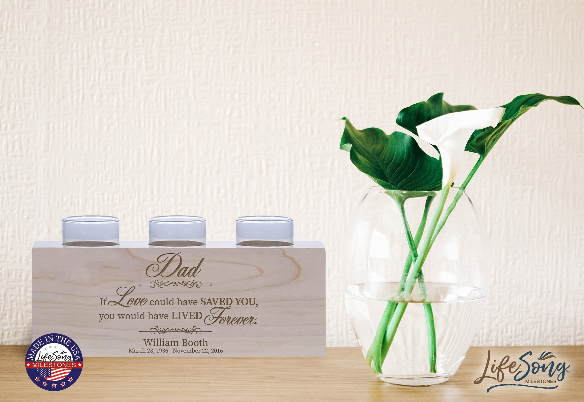 Remembrance Memorial 3 Candle Holder - Dad, If Love Could - LifeSong Milestones
