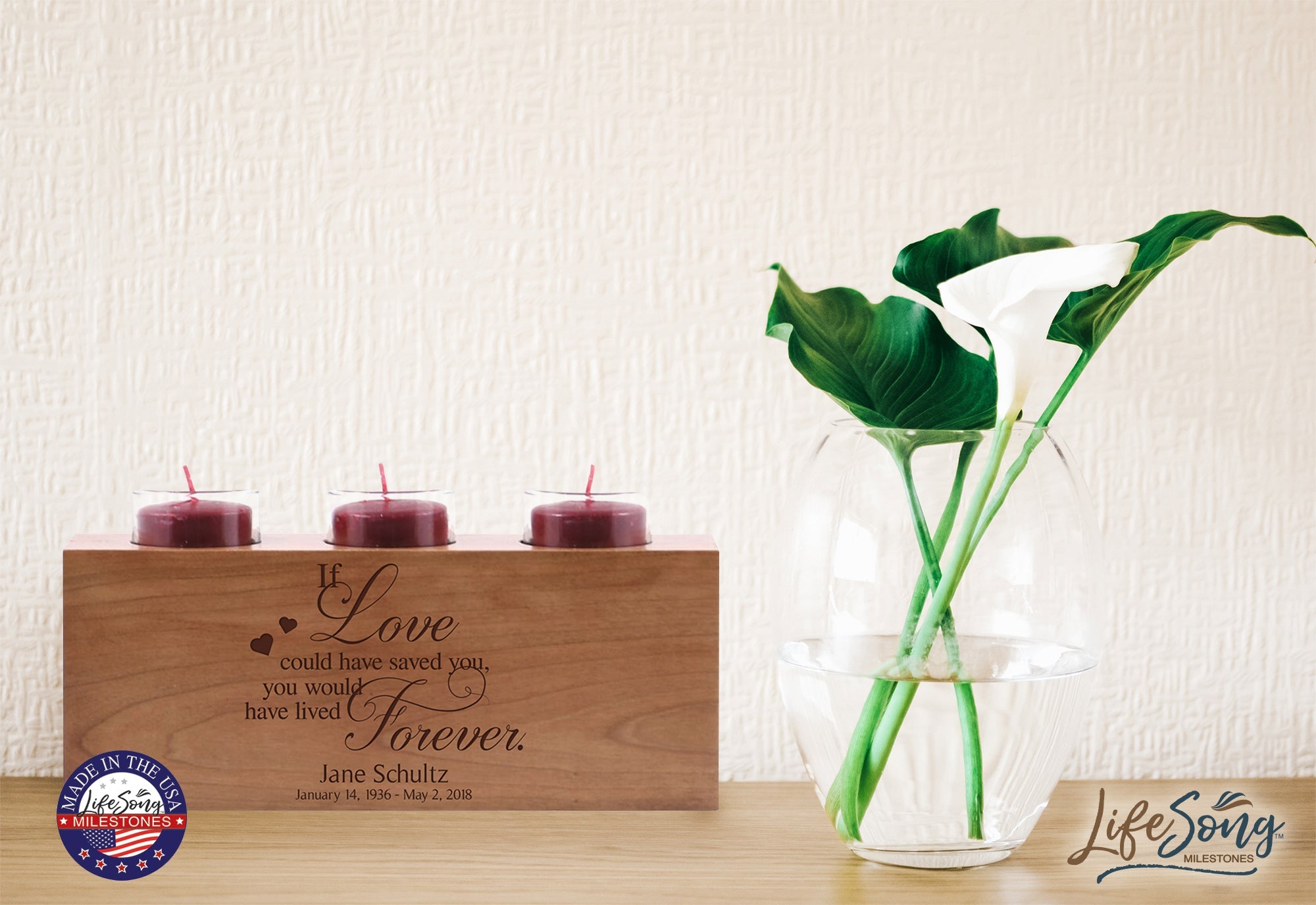 Remembrance Memorial 3 Candle Holder - If Love Could Have Saved You - LifeSong Milestones