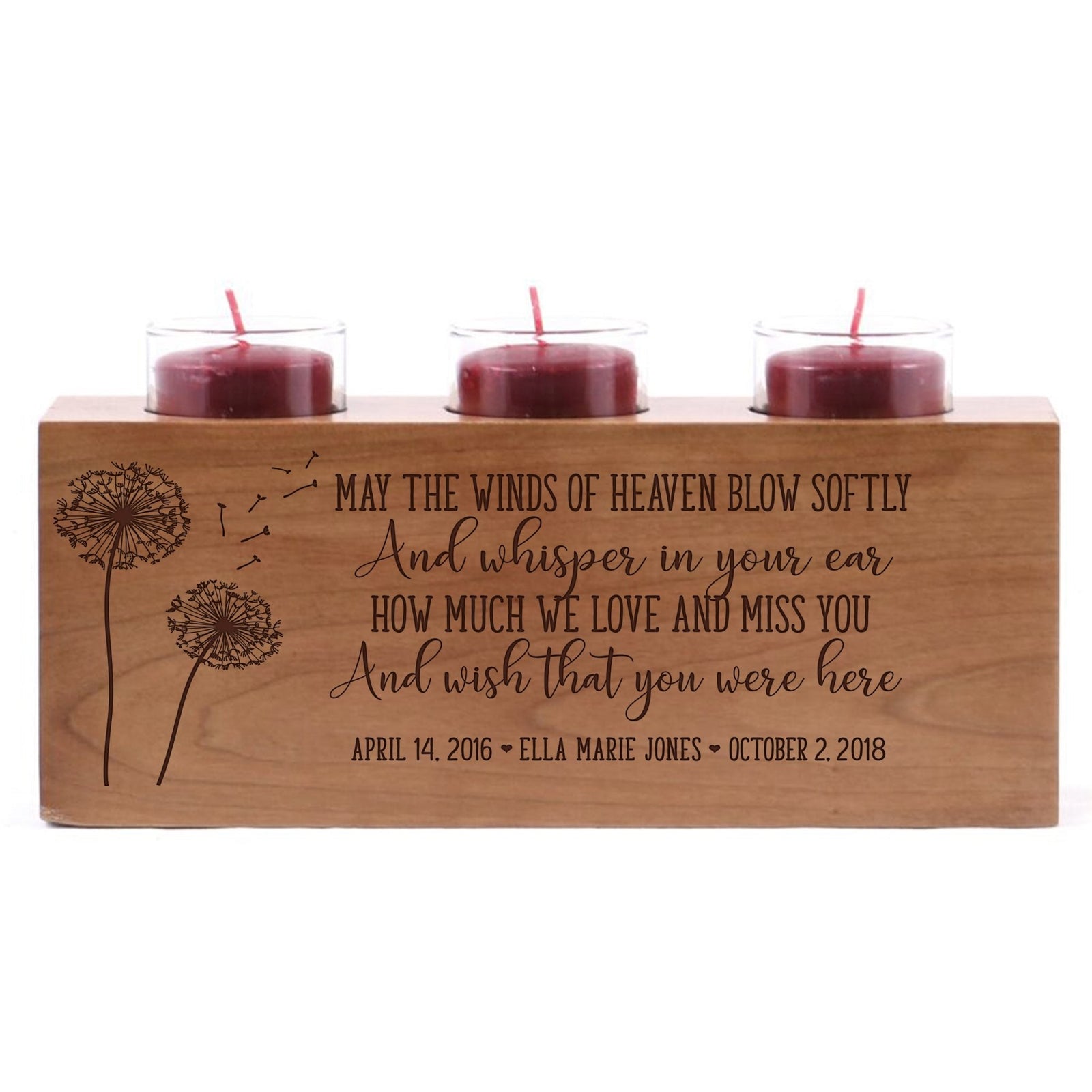 Remembrance Memorial 3 Candle Holder - May The Wings of Heaven - LifeSong Milestones