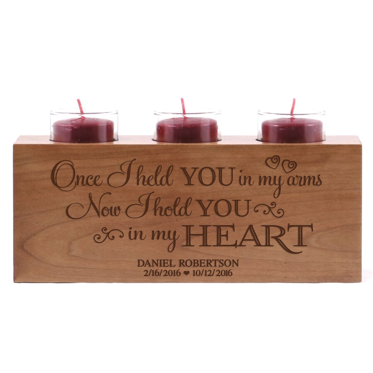 Remembrance Memorial 3 Candle Holder - Once I Held You - LifeSong Milestones