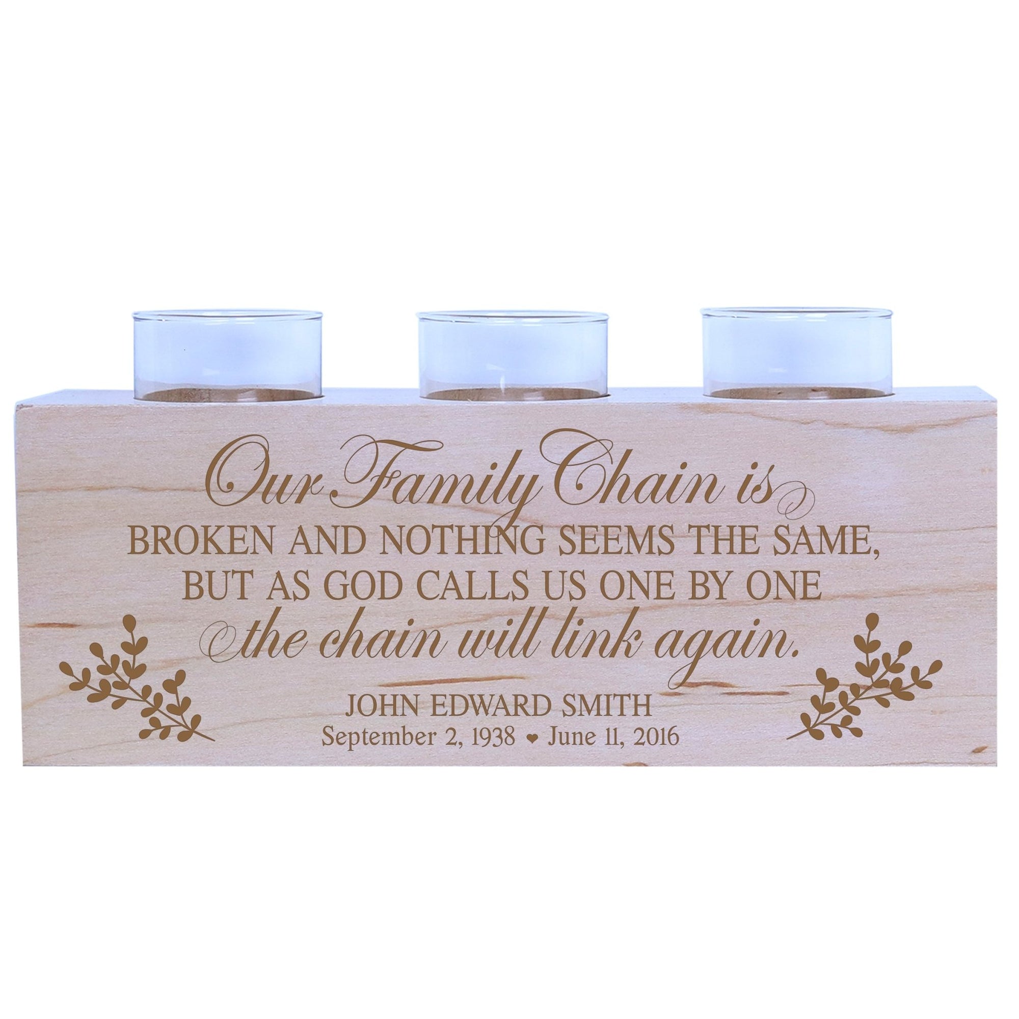 Remembrance Memorial 3 Candle Holder - Our Family Chain - LifeSong Milestones