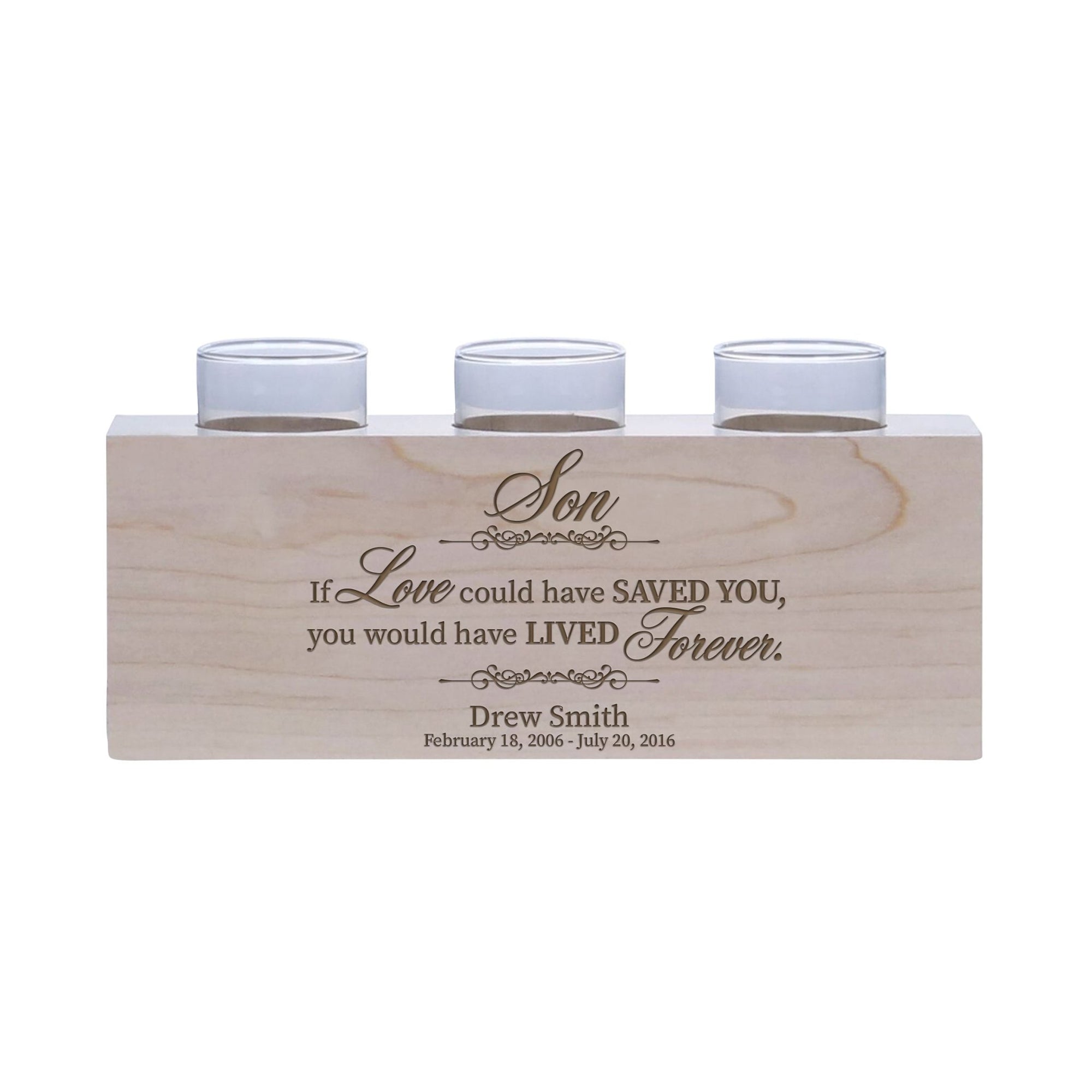 Remembrance Memorial 3 Candle Holder - Son, If Love Could - LifeSong Milestones